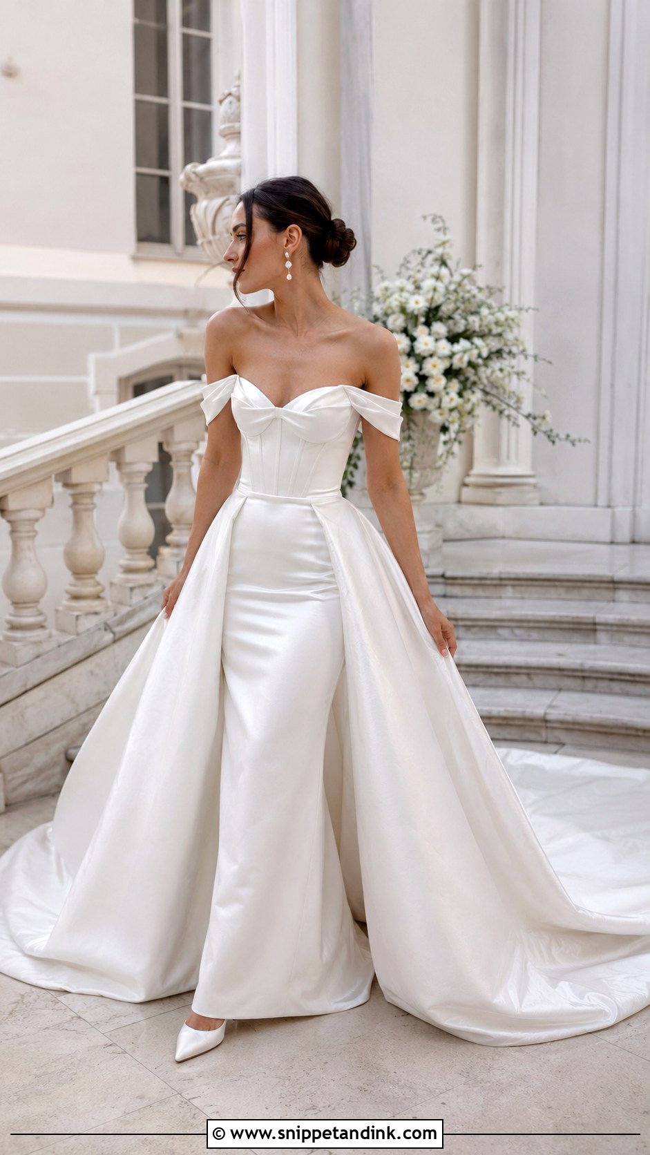 Off Shoulder Detachable 2 Piece Wedding Dress - Snippet and Ink - 20 Detachable 2 Piece Wedding Dress Ideas