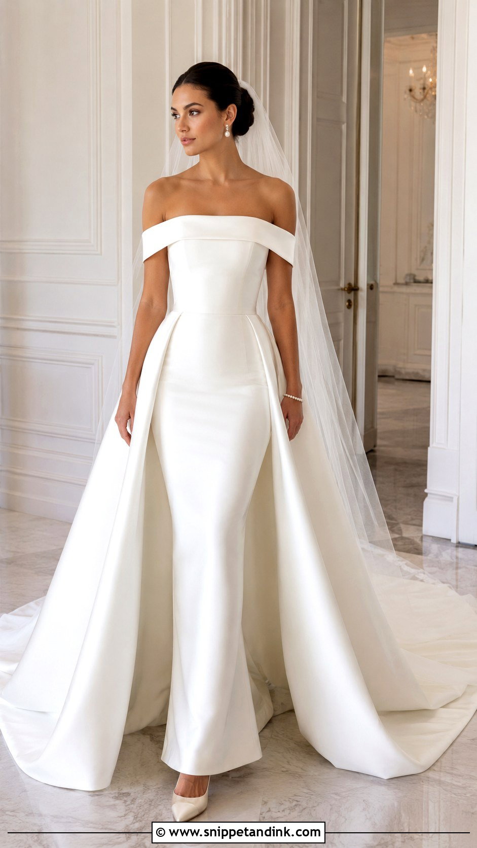 Off Shoulder Detachable Skirt Wedding Dress - Snippet and Ink - 20 Detachable Skirt Wedding Dresses