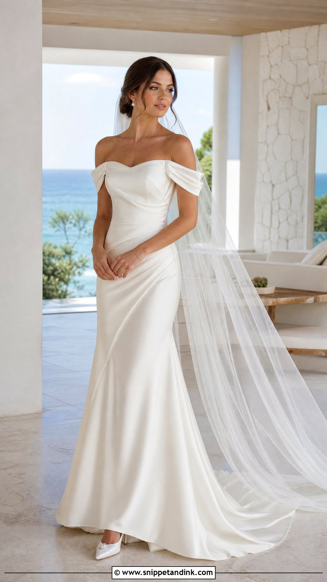 Off Shoulder Draped Bridal Dress - Snippet and Ink - 20 Modern Bridal Dress Ideas