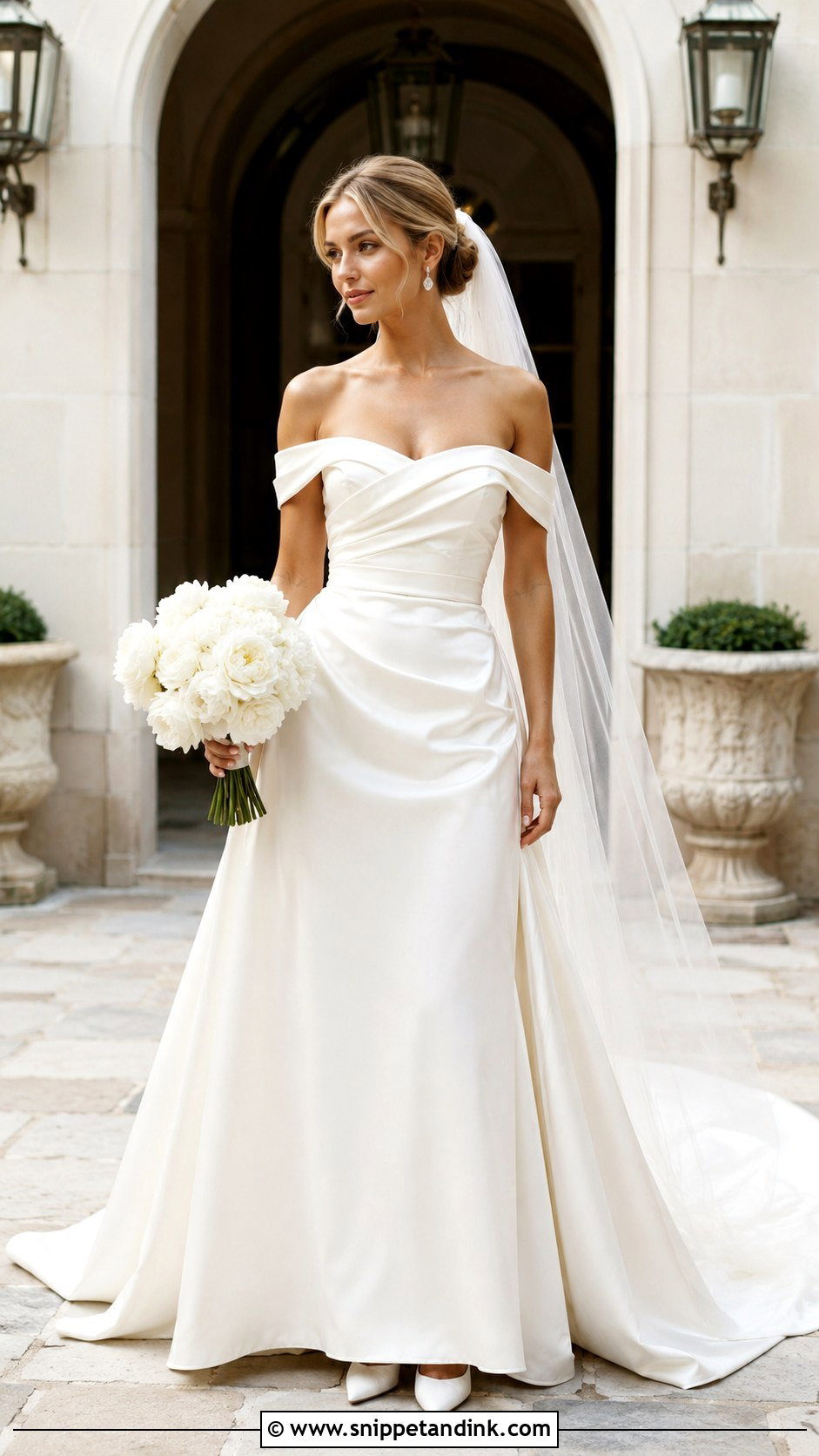 Off Shoulder Draped Bridal Gown - Snippet and Ink - 20 2025 Bridal Gowns