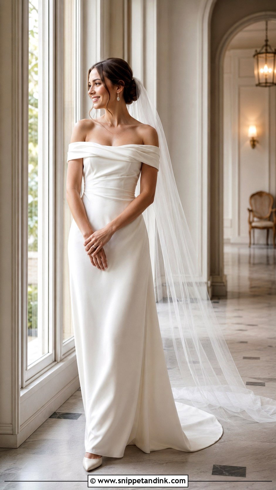 Off Shoulder Draped Wedding Dress - Snippet and Ink - 20 Draping Wedding Dress Ideas