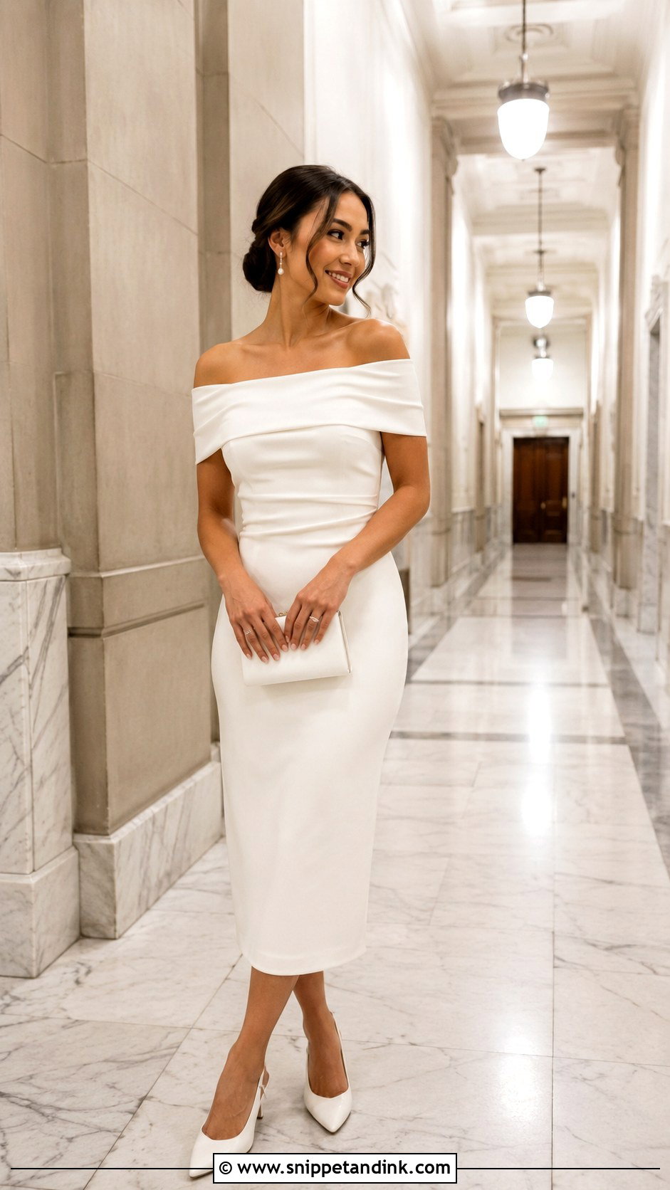 Off Shoulder Dress Civil Marriage Outfit - Snippet and Ink - 25 Civil Marriage Outfit Ideas