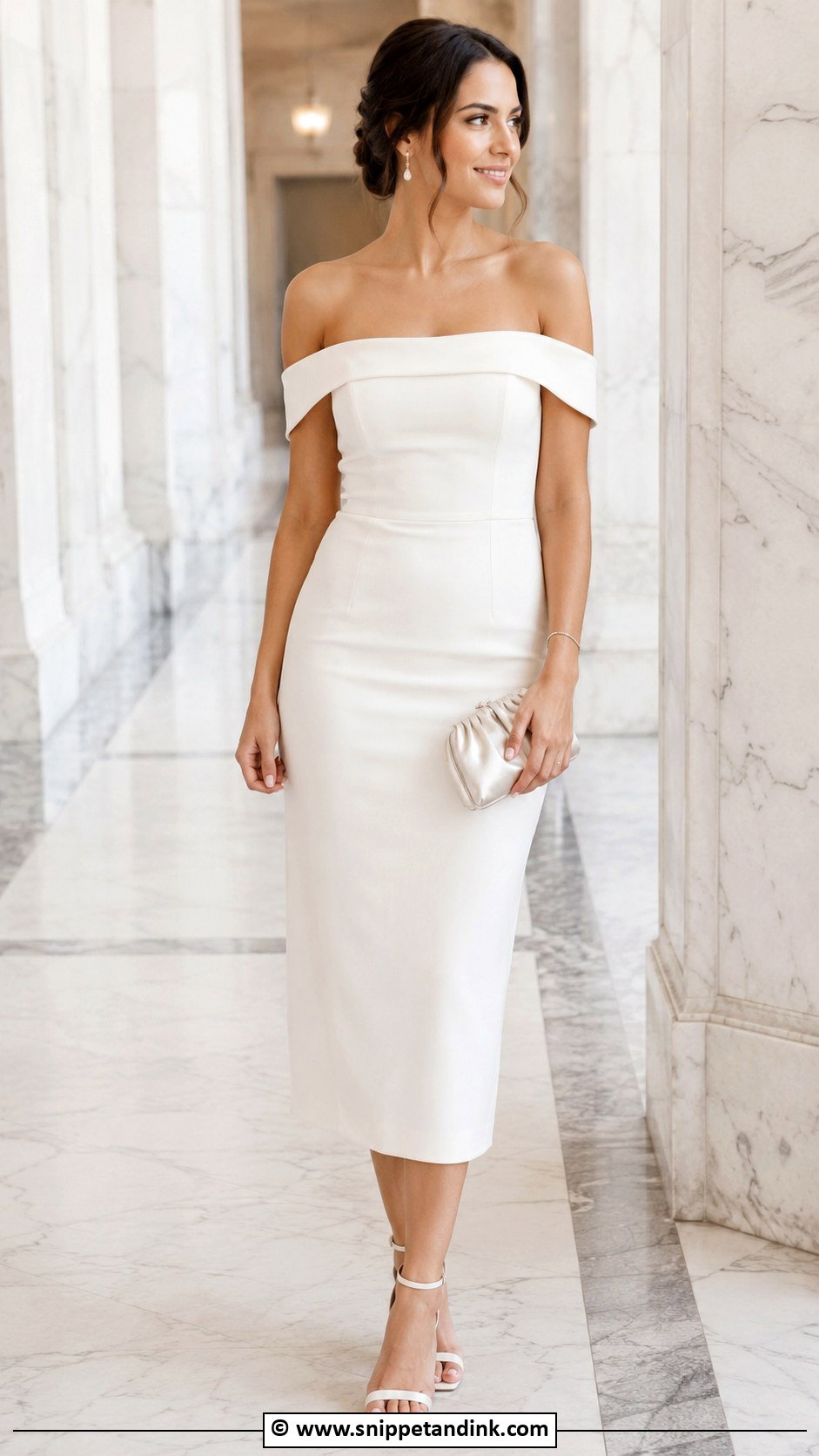 Off Shoulder Dress Civil Wedding Outfit - Snippet and Ink - 30 Civil Wedding Outfit Ideas