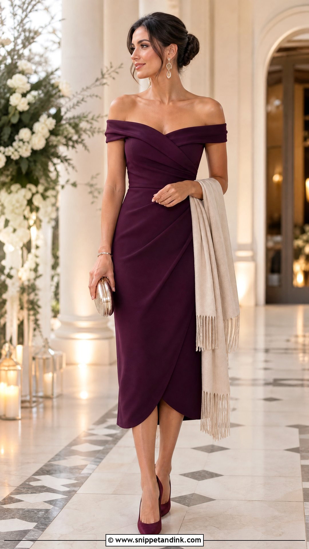 Off Shoulder Dress Wedding Outfit - Snippet and Ink - 20 Wedding Styling Ideas