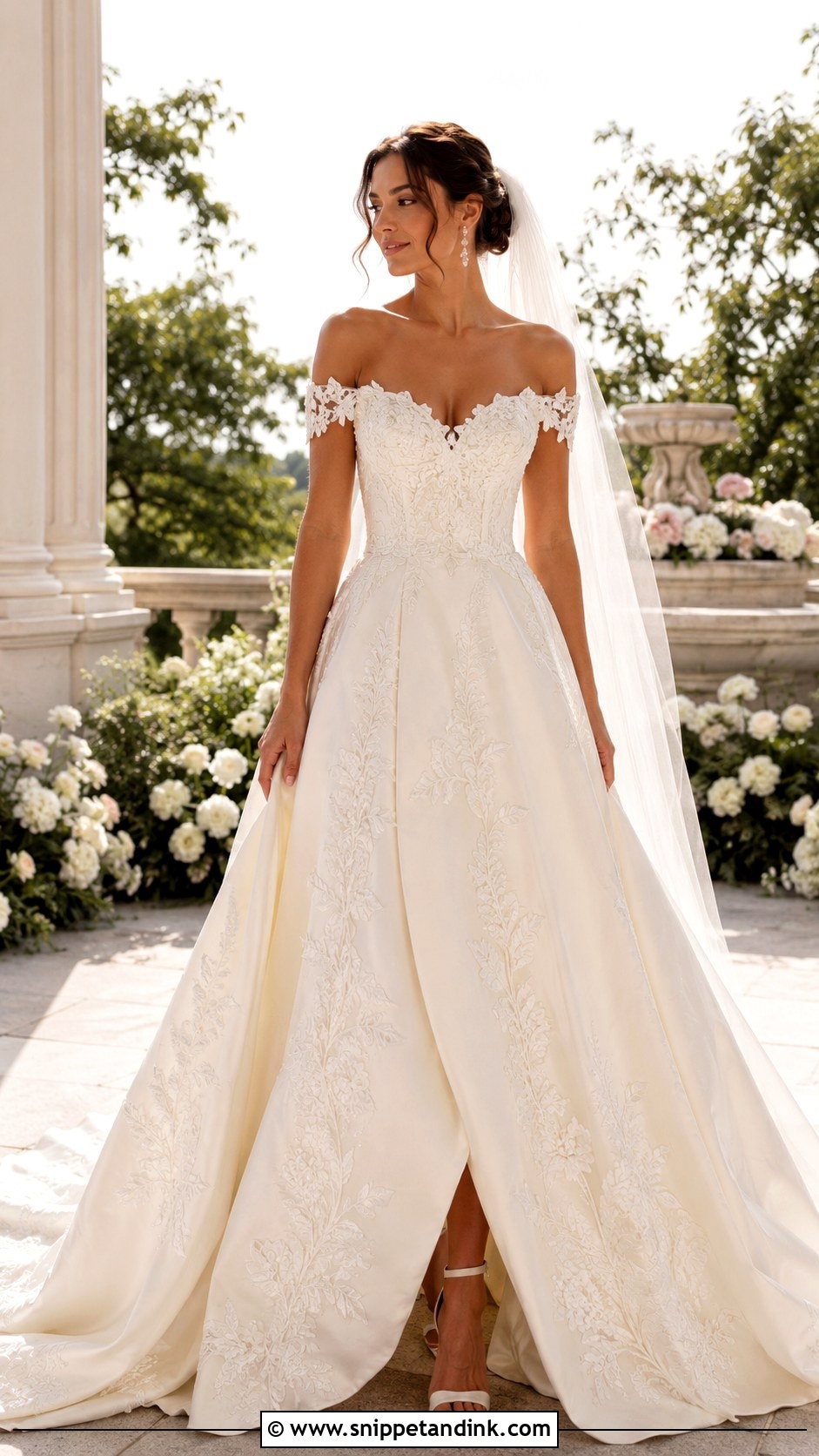 Off Shoulder Embroidery Wedding Dress - Snippet and Ink - 25 Embroidery Wedding Dress Ideas