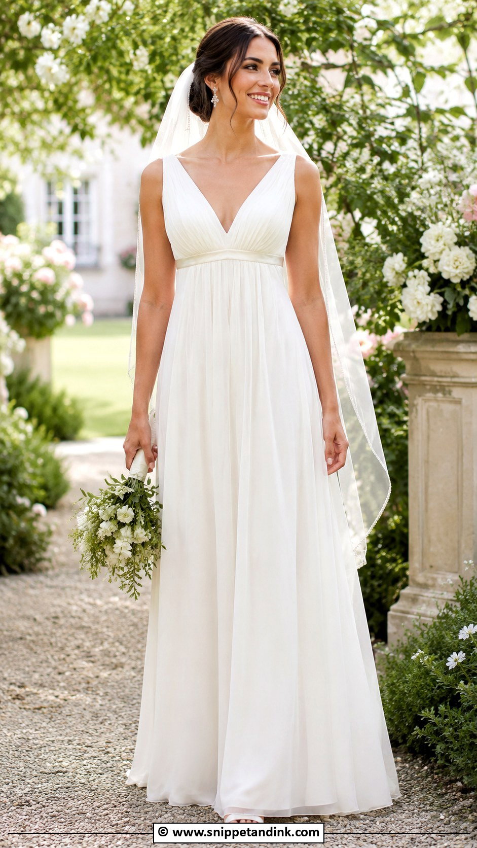 Off Shoulder Empire Waist Wedding Dress - Snippet and Ink - 30 Empire Waist Wedding Dress Ideas