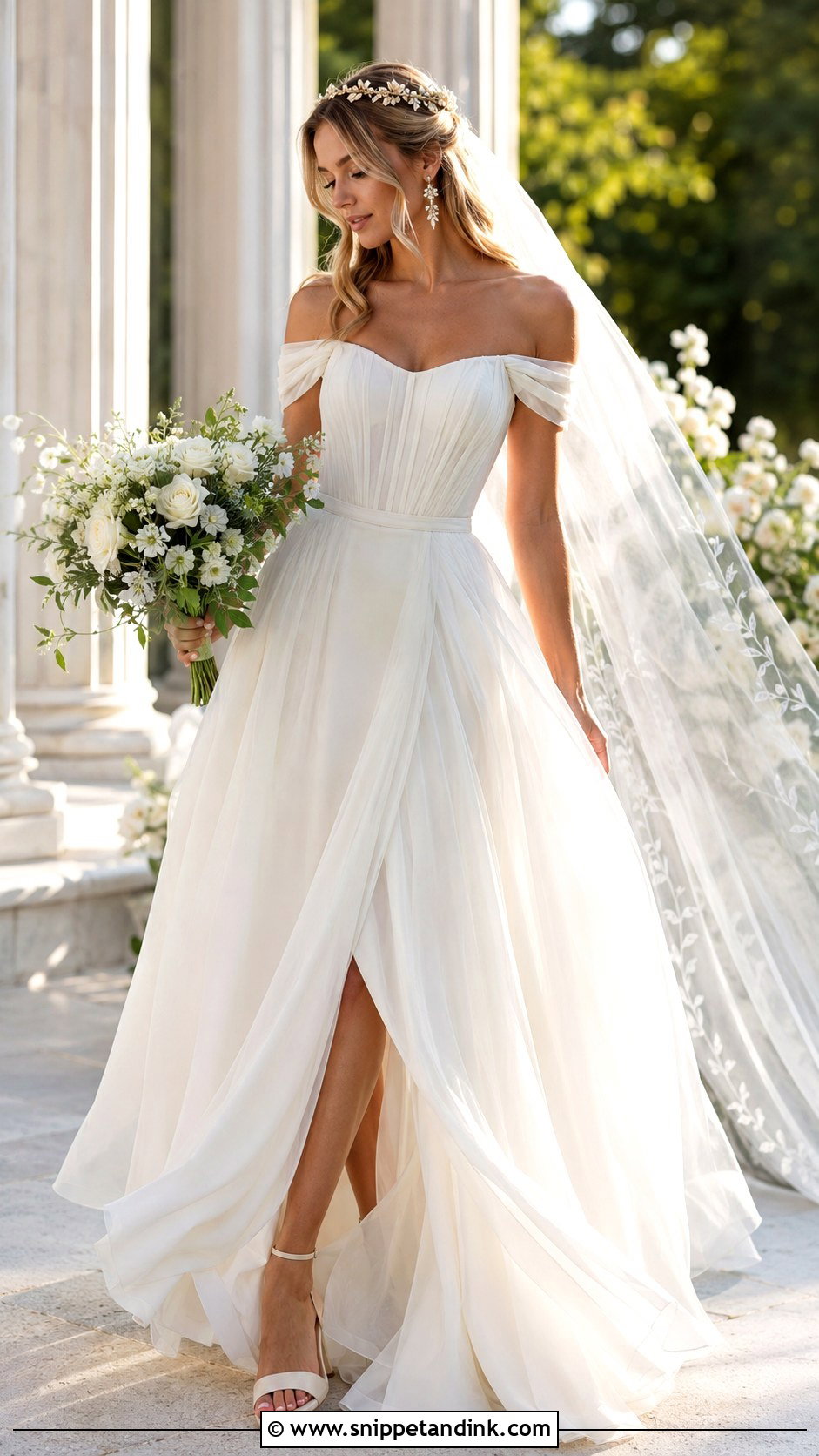 Off Shoulder Fairy Bride Dress - Snippet and Ink - 20 Fairy Bride Dress Ideas