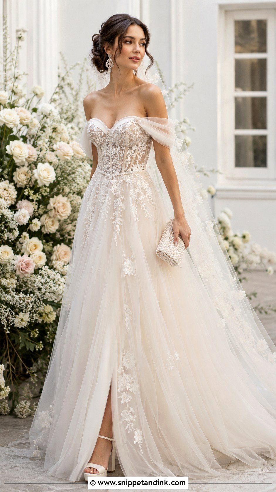 Off Shoulder Fairy Queen Wedding Dress - Snippet and Ink - 20 Fairy Queen Wedding Dress Ideas