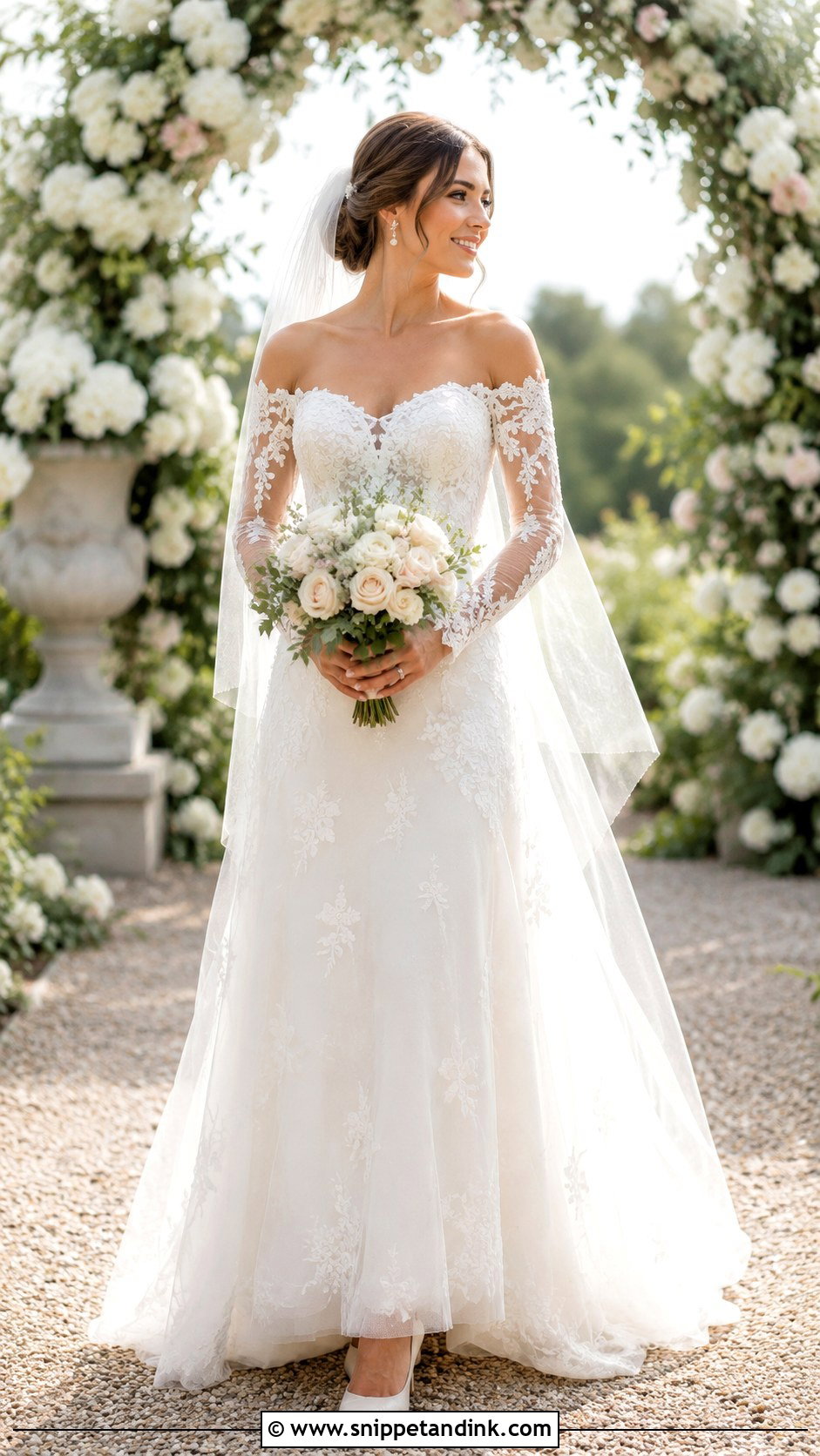 Off Shoulder Flowered Wedding Dress - Snippet and Ink - 20 Flowered Wedding Dress Ideas