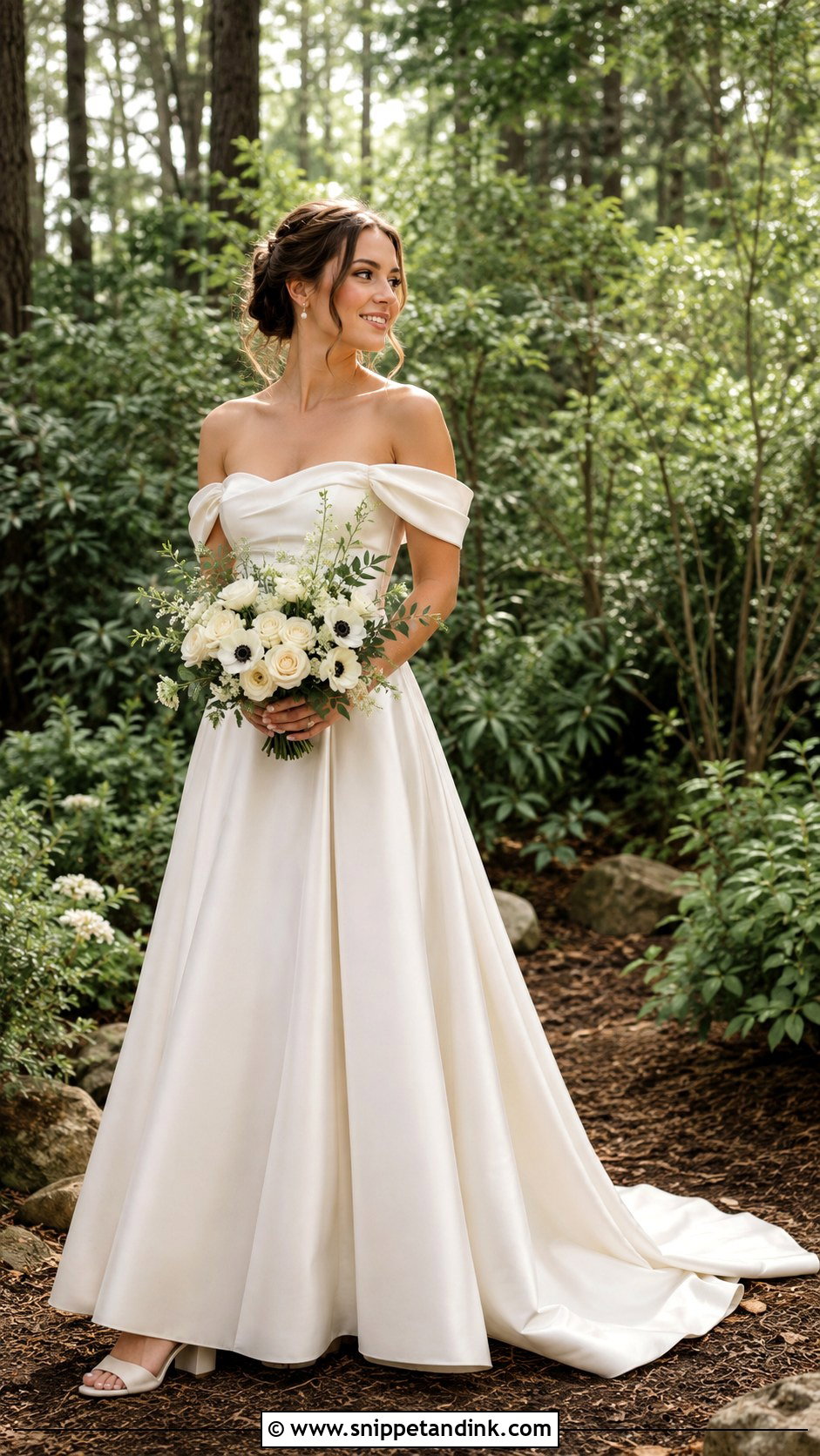 Off Shoulder Forest Wedding Dress - Snippet and Ink - 20 Forest Wedding Aesthetic Wedding Dress Ideas