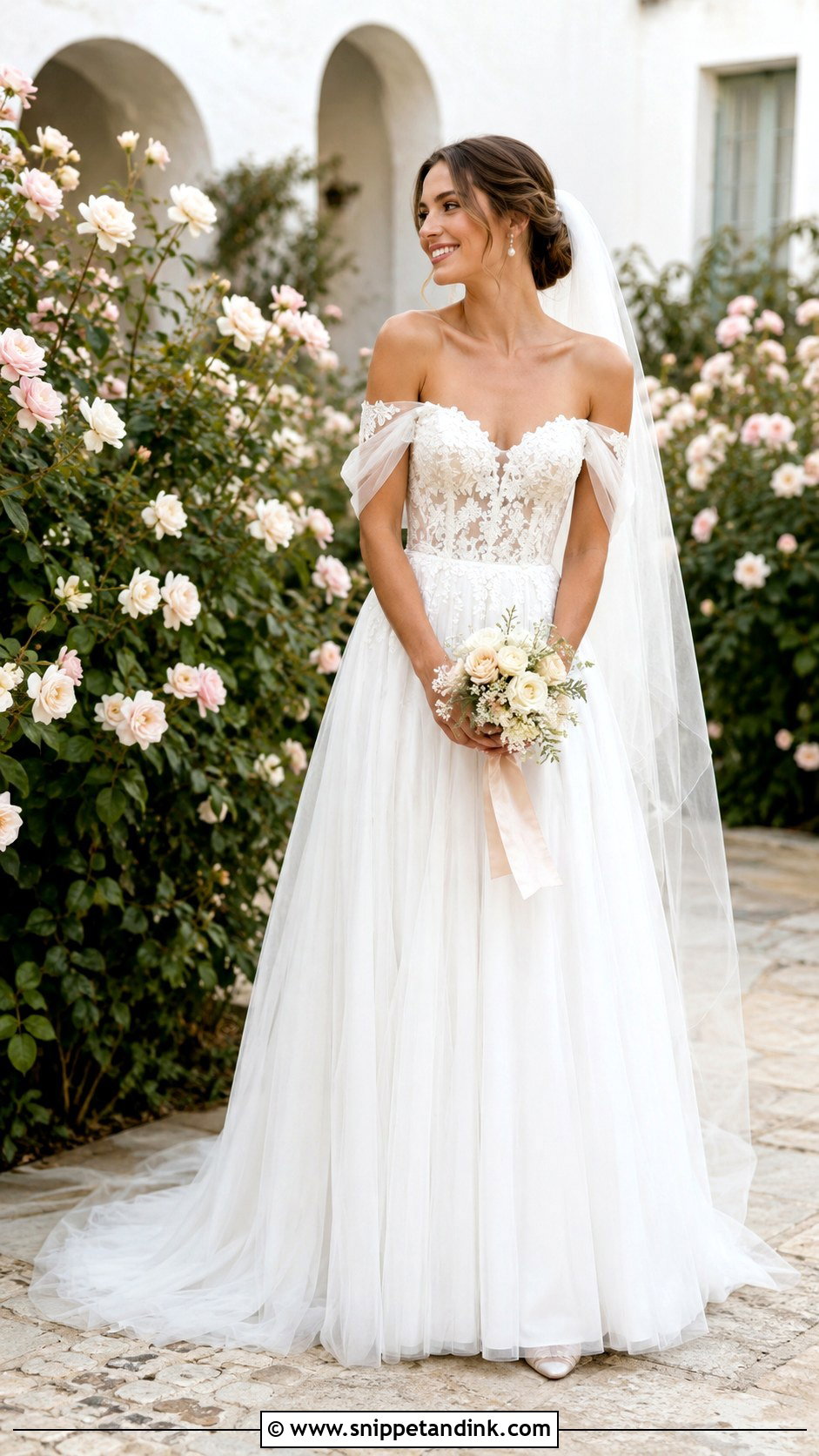 Off Shoulder Garden Wedding Dress - Snippet and Ink - 20 Nature Inspired Wedding Dress Ideas