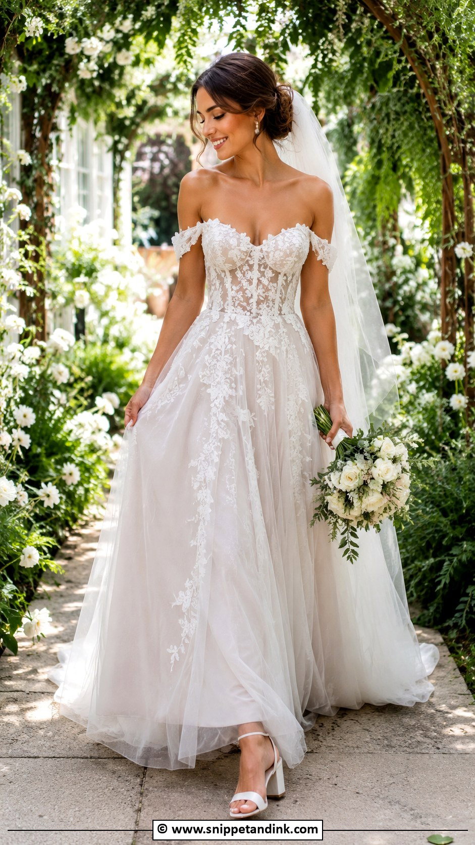 Off Shoulder Garden Wedding Dress - Snippet and Ink - 35 Off Shoulder Wedding Dress Ideas