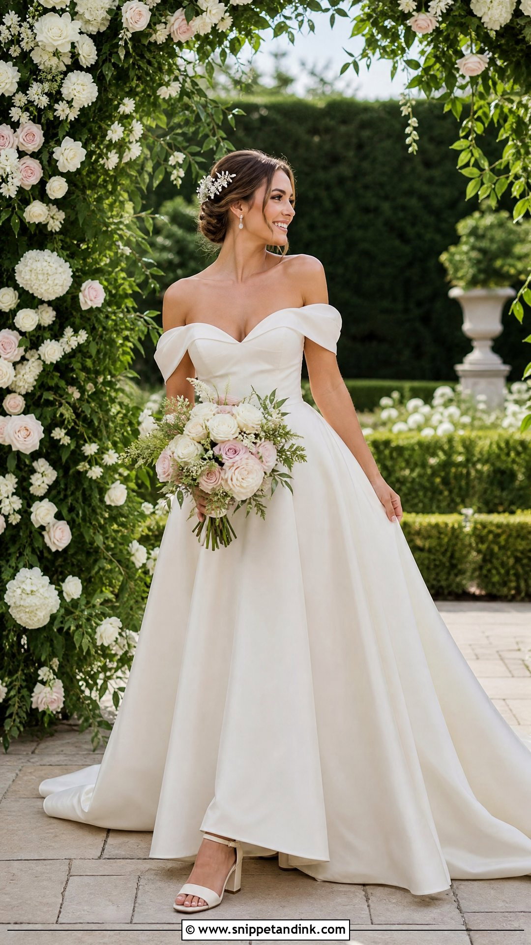 Off Shoulder Garden Wedding Gown - Snippet and Ink - 25 Garden Wedding Gown Ideas