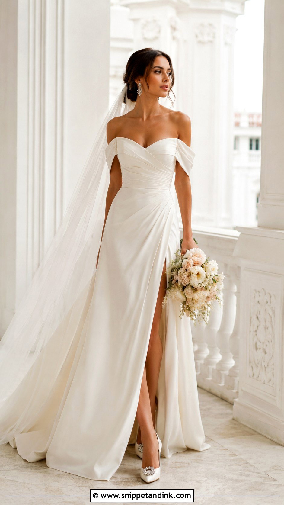 Off Shoulder Gown for Bride - Snippet and Ink - 25 Gown for Bride Ideas