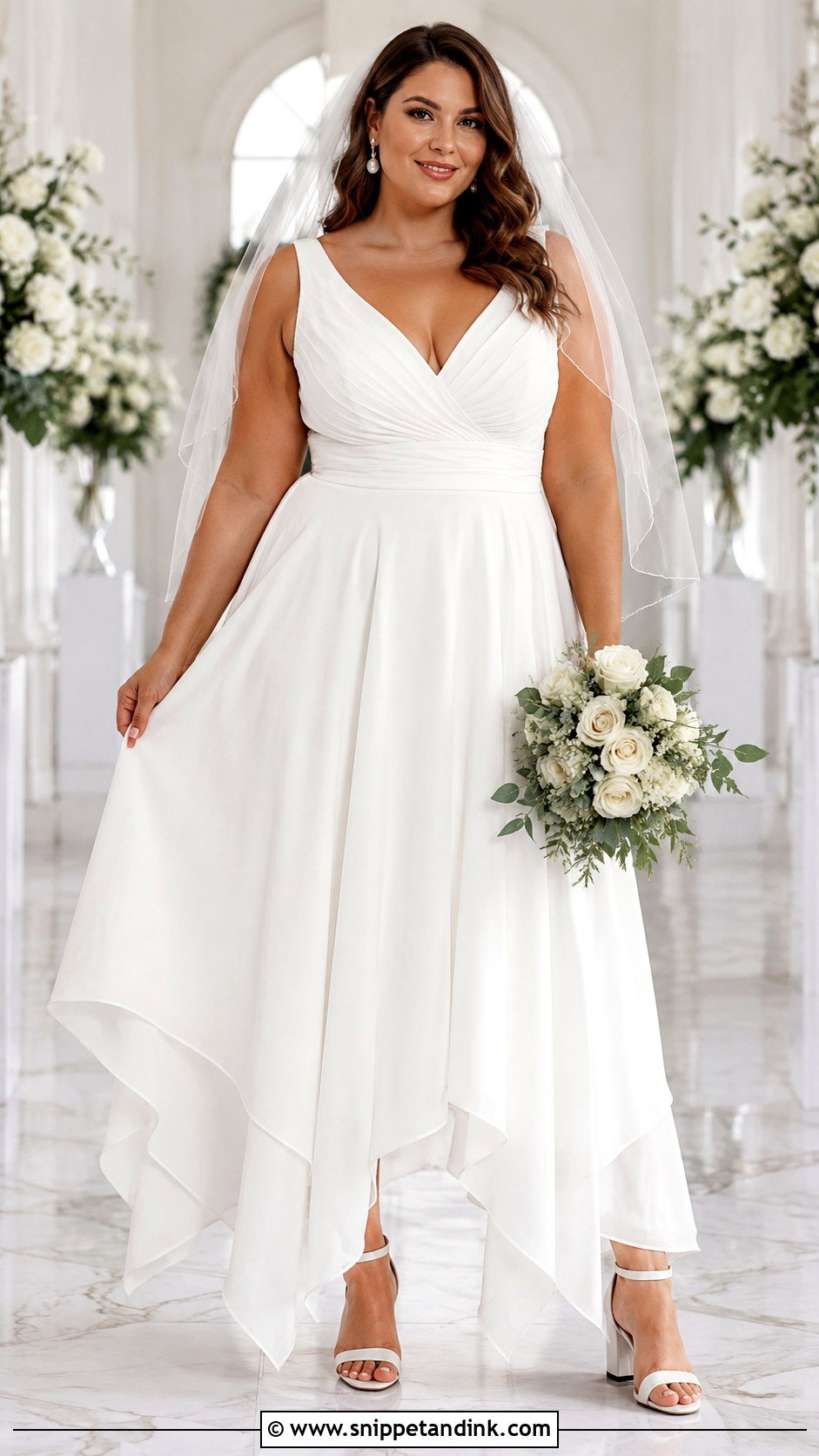 Off Shoulder Handkerchief Wedding Dress - Snippet and Ink - 20 Handkerchief Wedding Dress Ideas