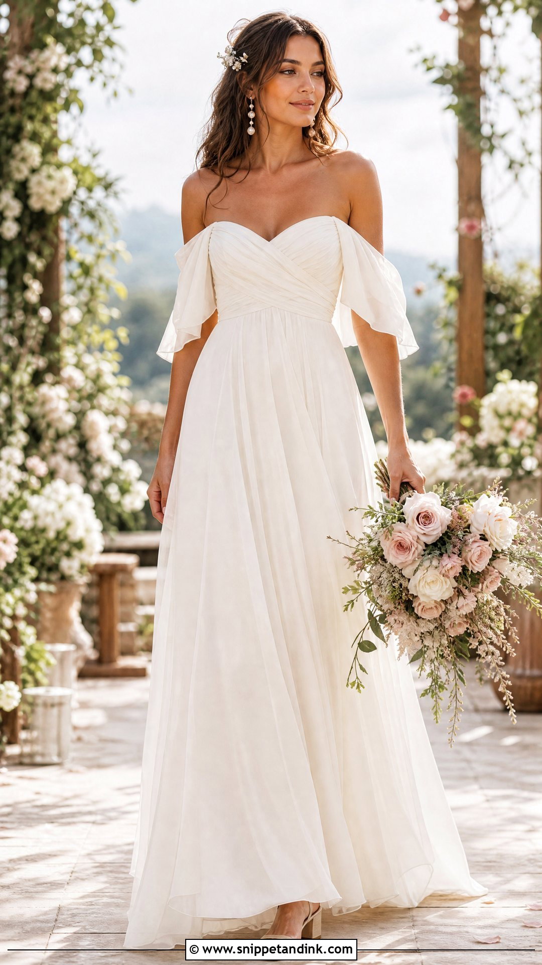 Off Shoulder Hippie Wedding Dress - Snippet and Ink - 20 Hippie Wedding Dresses