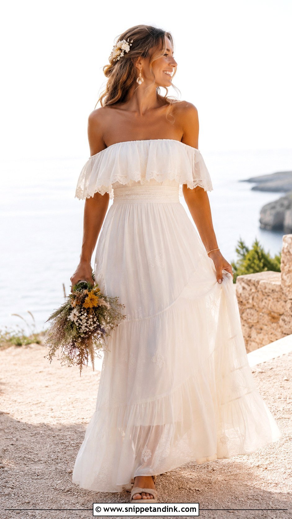 Off Shoulder Hippie Wedding Dress - Snippet and Ink - 30 Hippie Wedding Dress Ideas