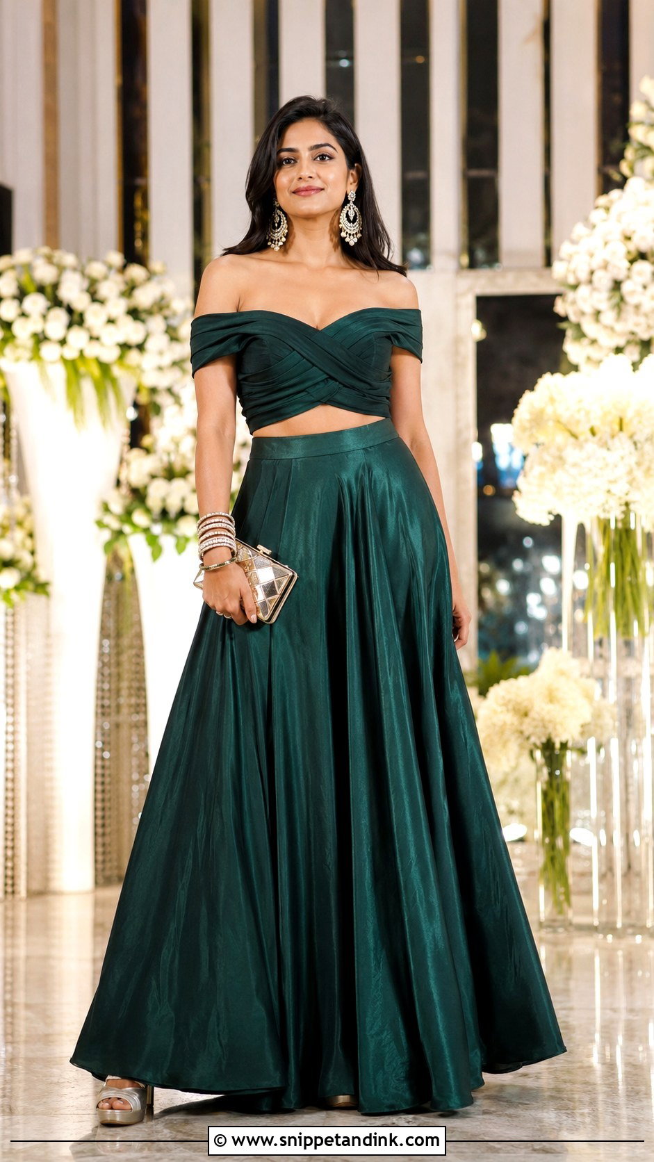 Off Shoulder Indian Skirt Top Wedding Outfit - Snippet and Ink - 20 Indian Skirt Top Wedding Outfit Ideas