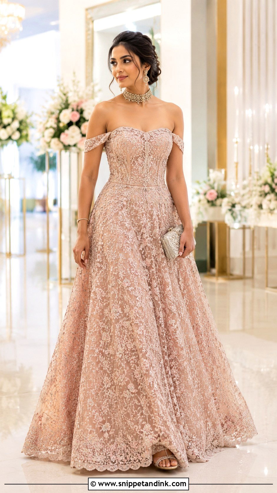 Off Shoulder Indian Wedding Gown - Snippet and Ink - 30 Indian Wedding Gowns