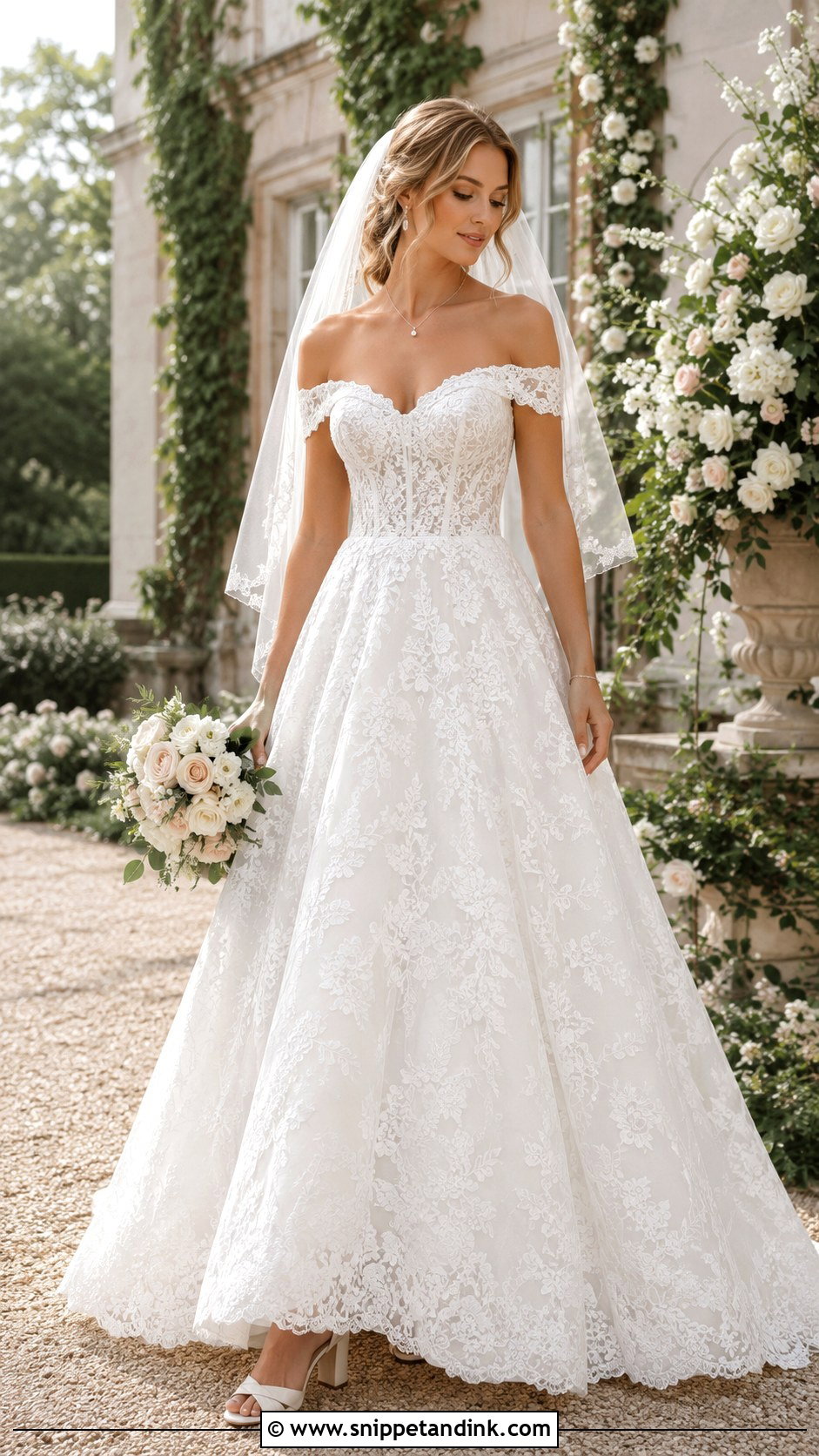 Off Shoulder Irish Lace Wedding Dress - Snippet and Ink - 20 Irish Lace Wedding Dress Ideas