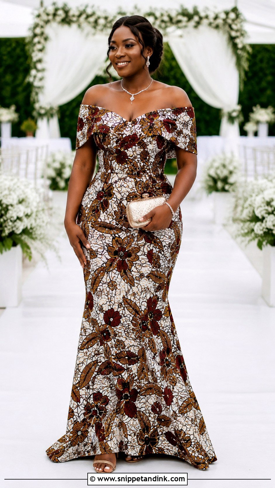 Off Shoulder Kitenge Wedding Dress - Snippet and Ink - 20 Kitenge Wedding Dress Designs