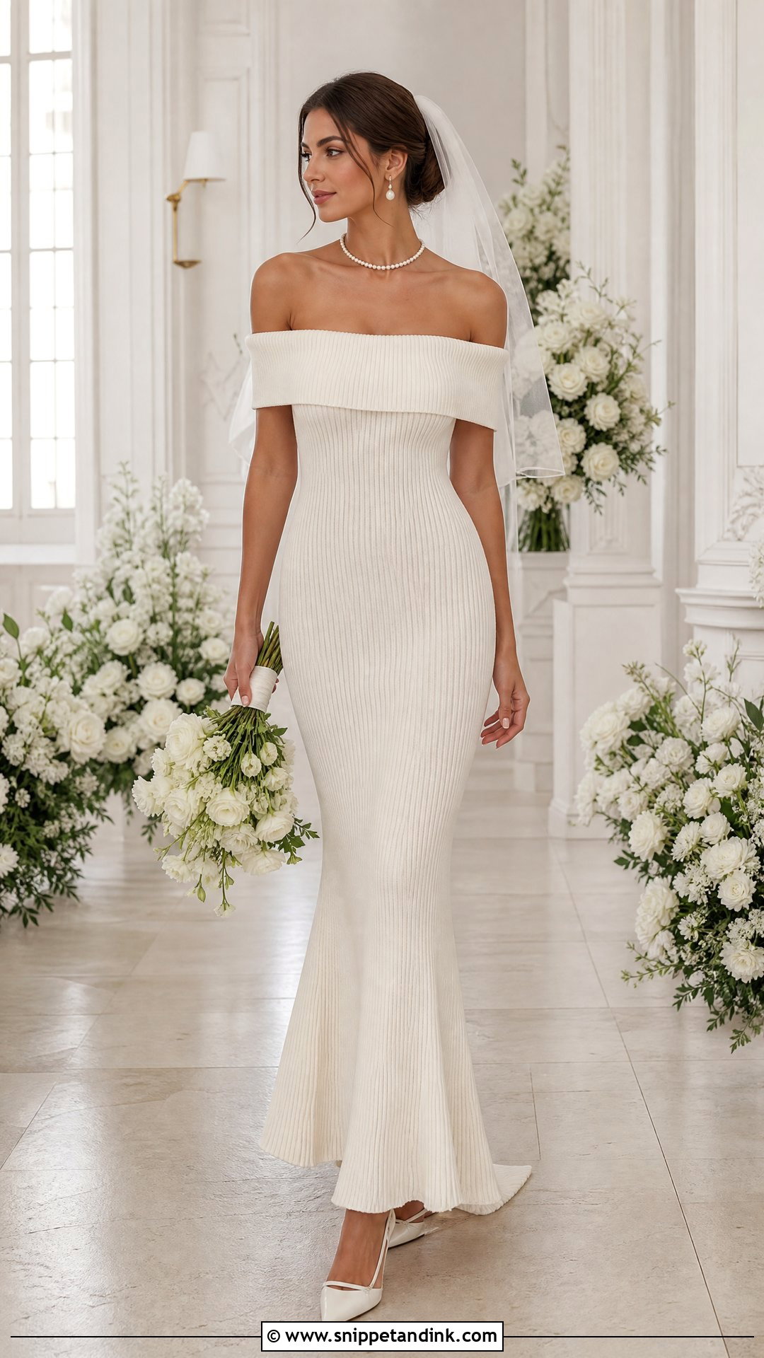 Off Shoulder Knitted Wedding Dress - Snippet and Ink - 25 Knitted Wedding Dress Ideas