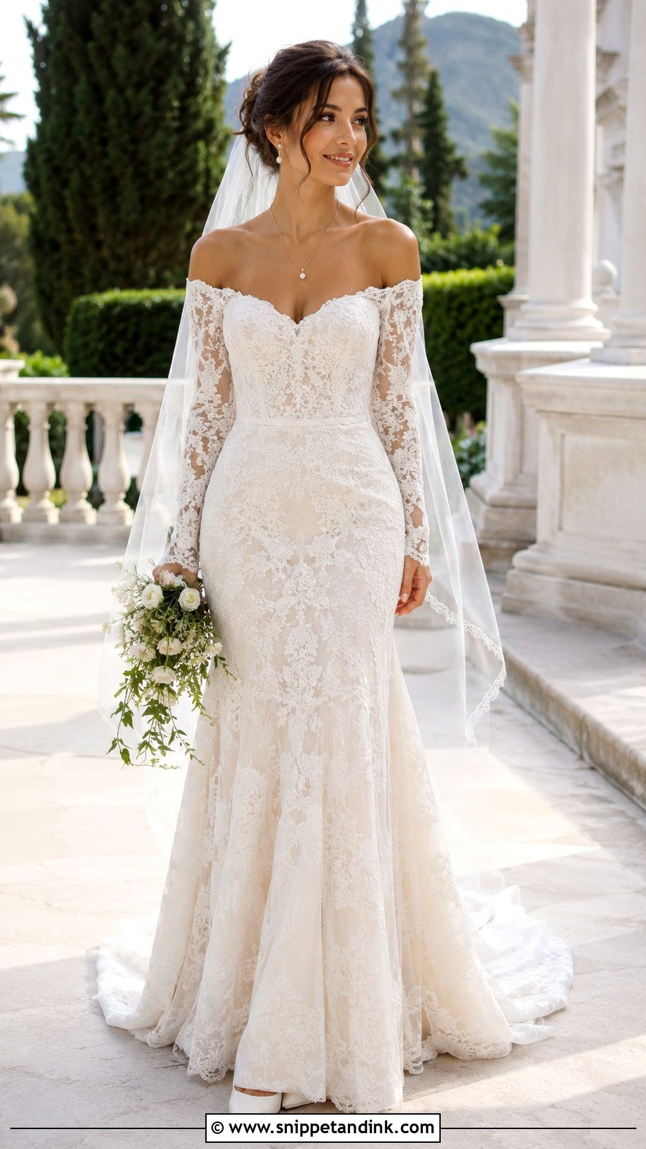 Off Shoulder Lace Bridal Dress - Snippet and Ink - 20 Lace Bridal Dresses