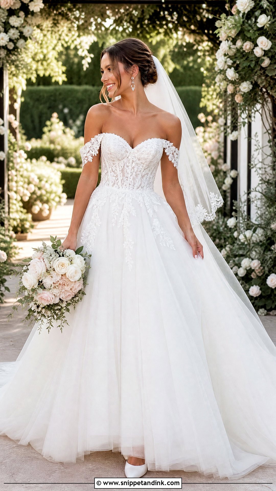 Off Shoulder Lace Corset Princess Wedding Dress - Snippet and Ink - 20 Princess Wedding Dresses Corset Top