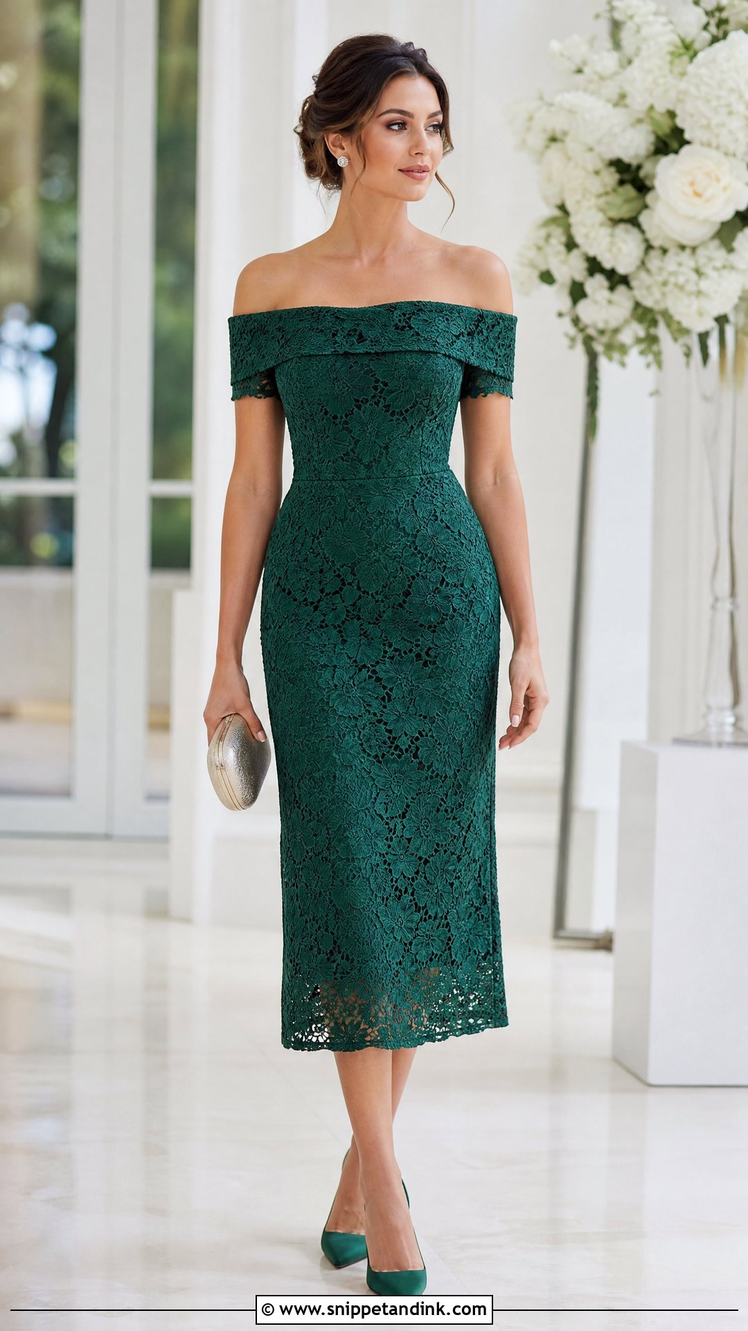 Off Shoulder Lace Gown With Pumps - Snippet and Ink - 20 Simple Gown Styles for Materials