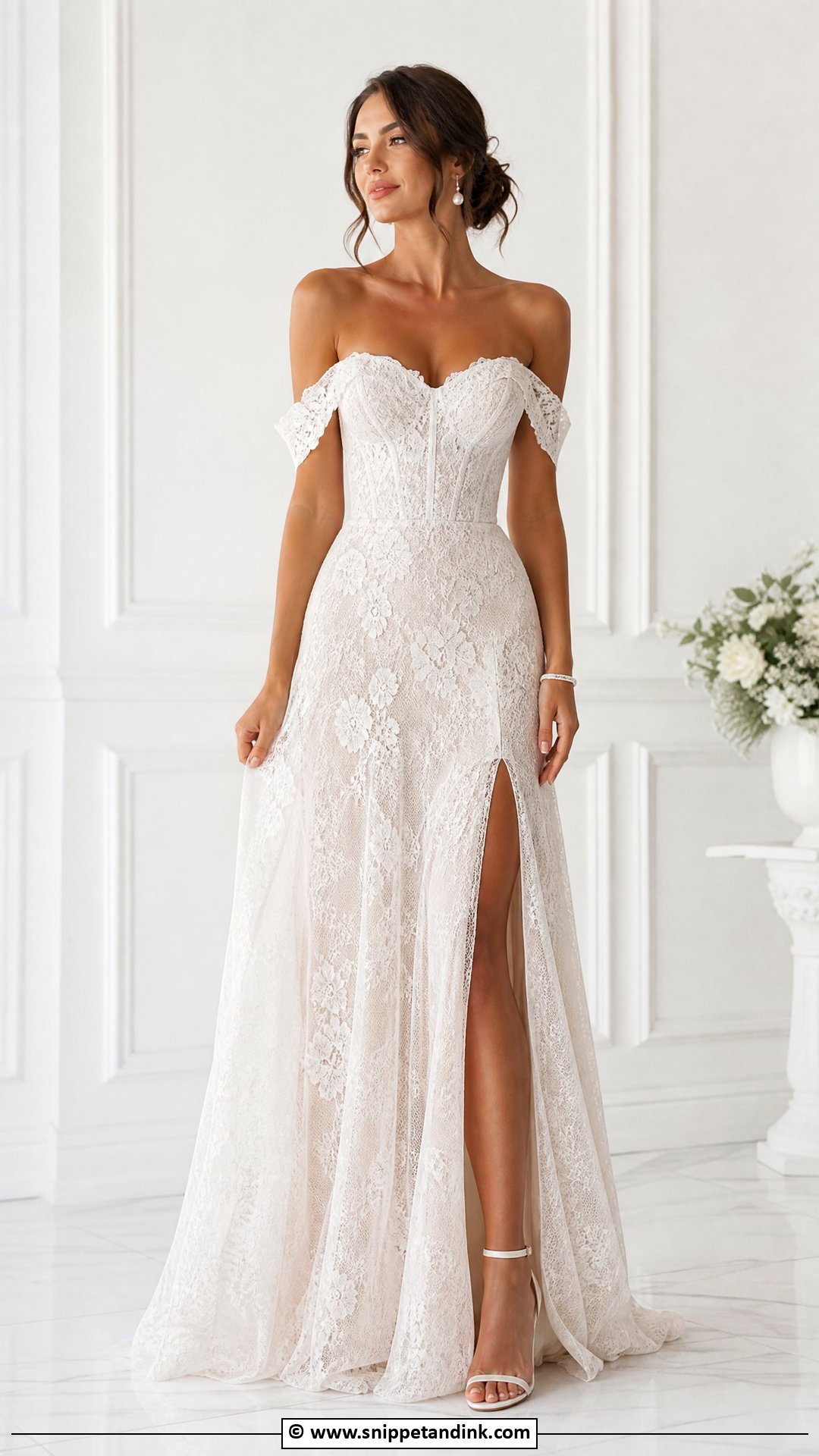 Off Shoulder Lace Gown - Snippet and Ink - 35 Lace Gown Styles