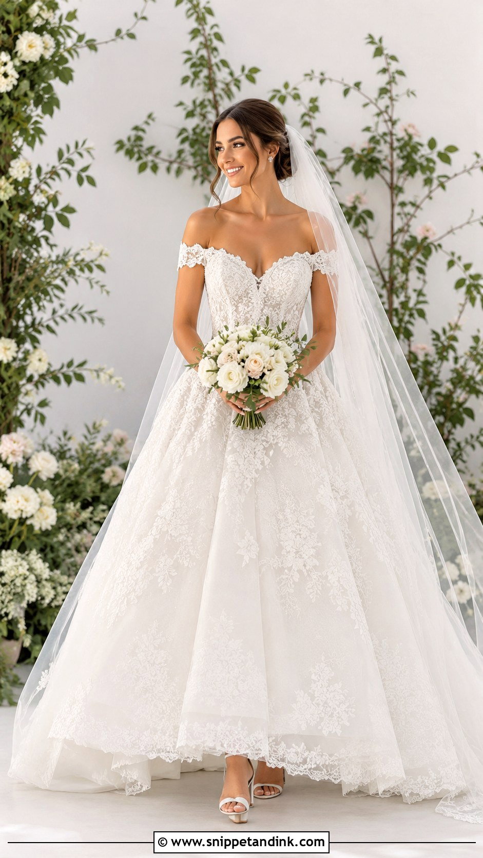 Off Shoulder Lace Princess Wedding Dress - Snippet and Ink - 20 Lace Princess Wedding Dresses