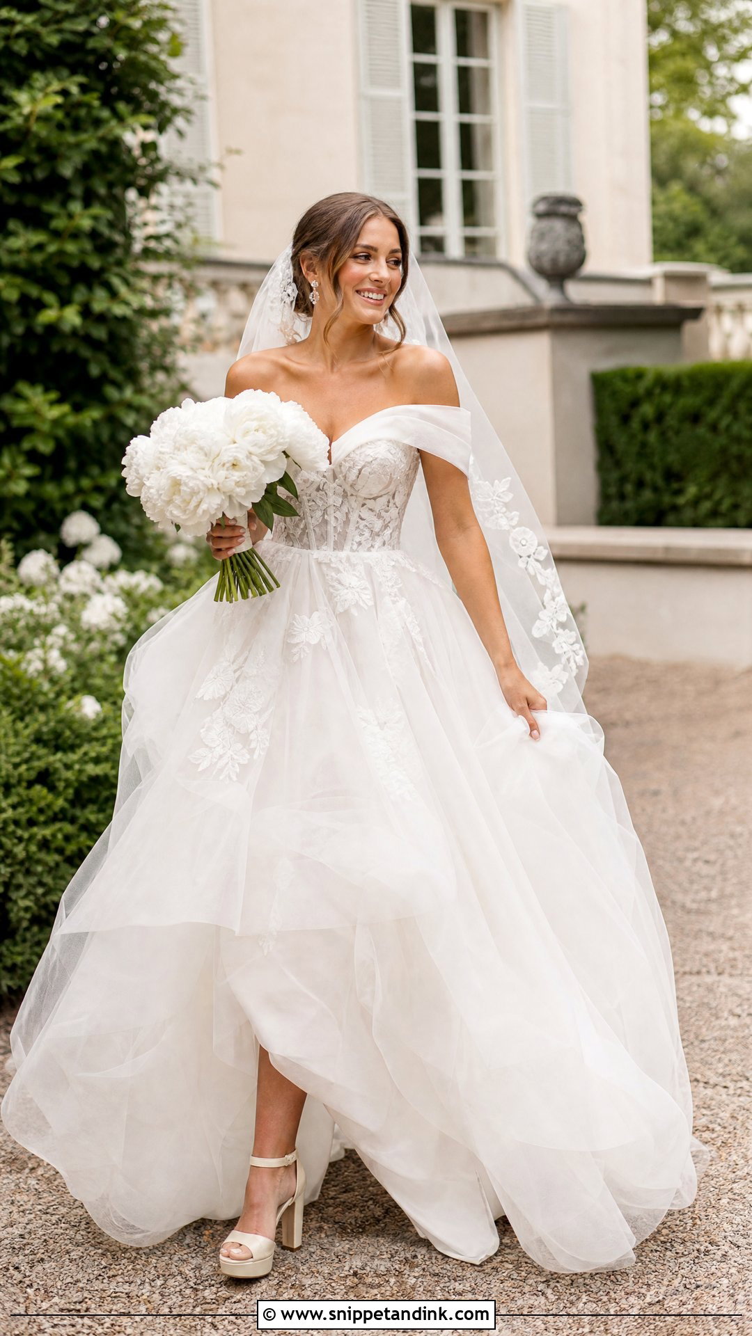 Off Shoulder Lace Puffy Princess Wedding Dress - Snippet and Ink - 20 Puffy Wedding Dresses Princesses
