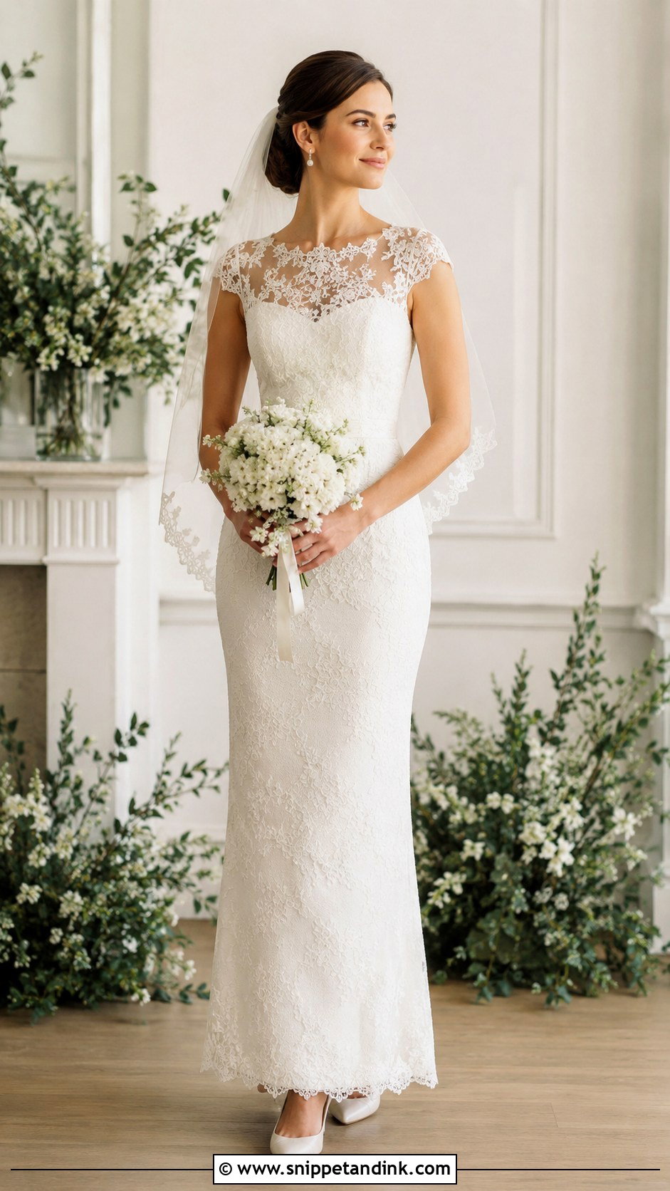 Off Shoulder Lace Sheath Wedding Dress - Snippet and Ink - 20 Lace Sheath Wedding Dress Ideas