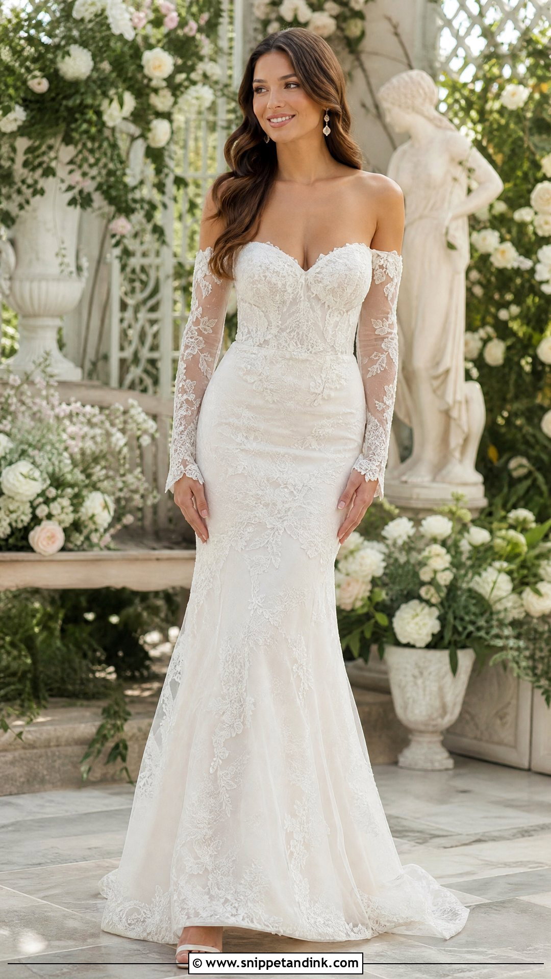 Off Shoulder Lace Sleeve Wedding Dress - Snippet and Ink - 25 Lace Sleeves Wedding Dress