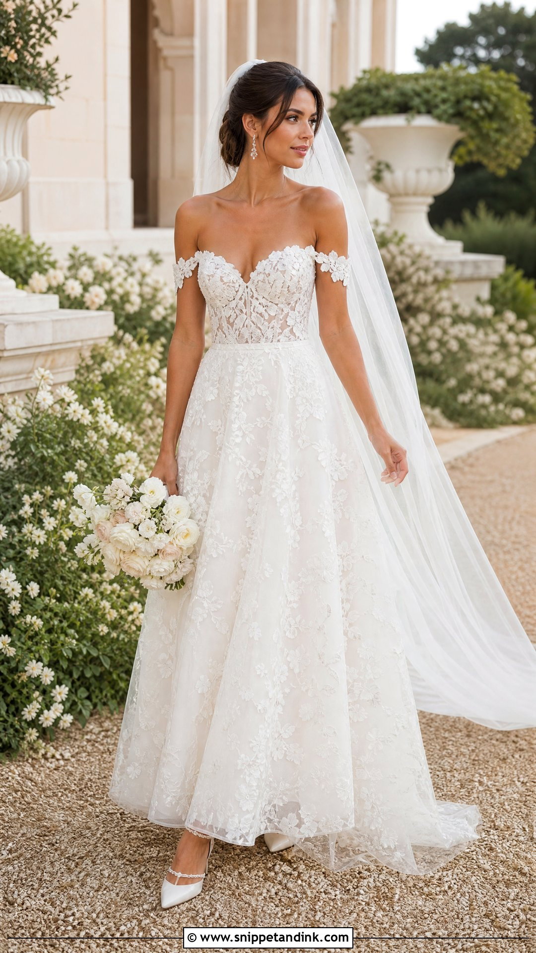 Off Shoulder Lace Summer Wedding Dress - Snippet and Ink - 20 Wedding Dresses for Summer