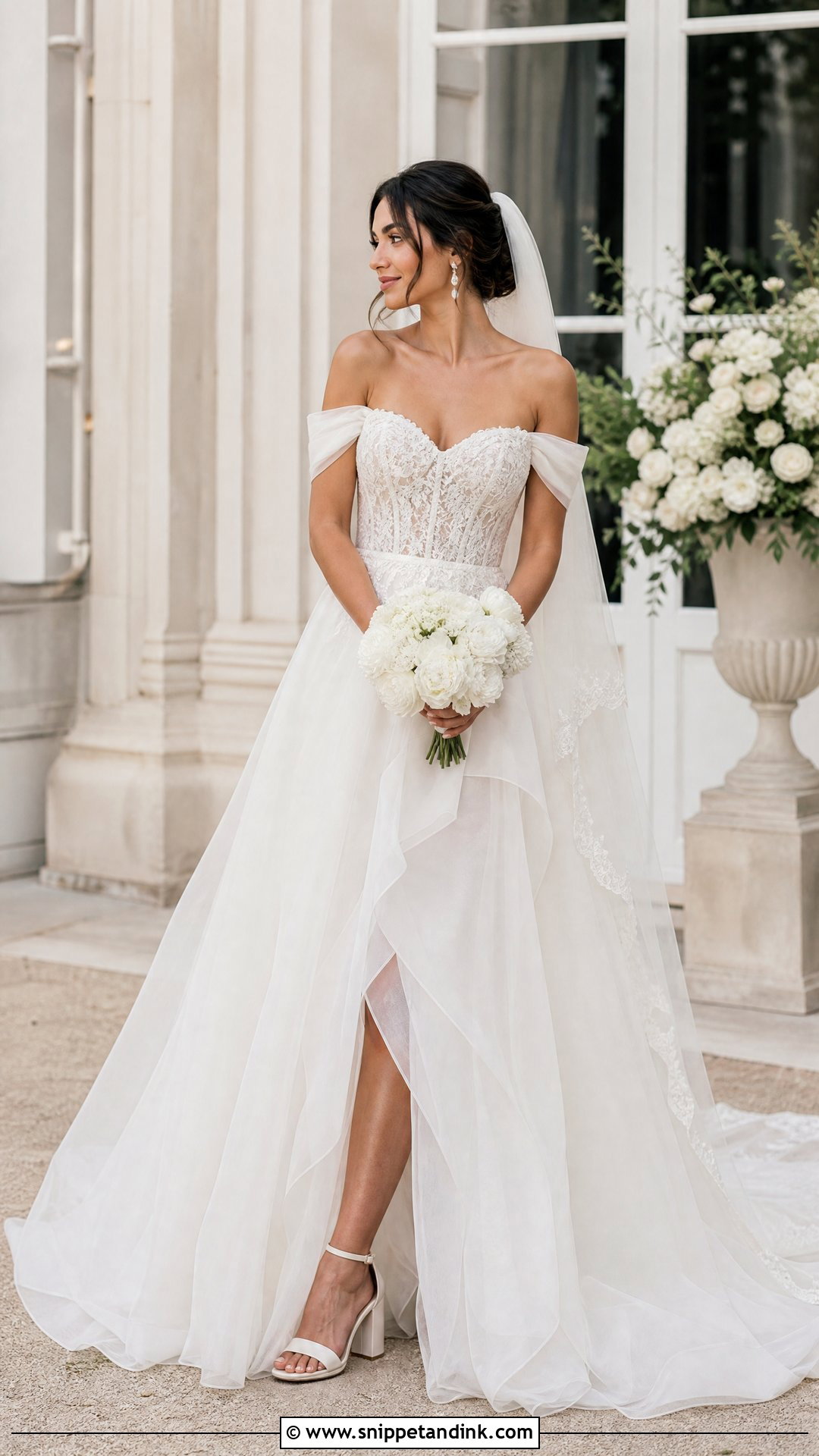 Off Shoulder Lace Wedding Dress - Snippet and Ink - 20 Flowy Lace Wedding Dress Ideas
