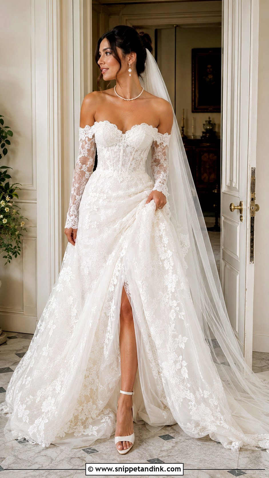 Off Shoulder Lace Wedding Dress - Snippet and Ink - 20 Girly Wedding Dress Ideas