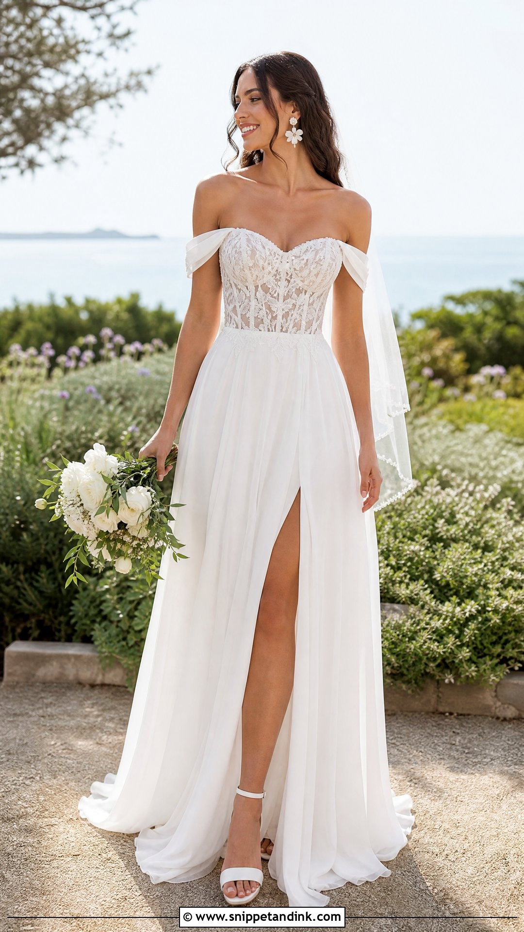 Off Shoulder Lace Wedding Dress - Snippet and Ink - 20 Vintage Bohemian Wedding Dresses