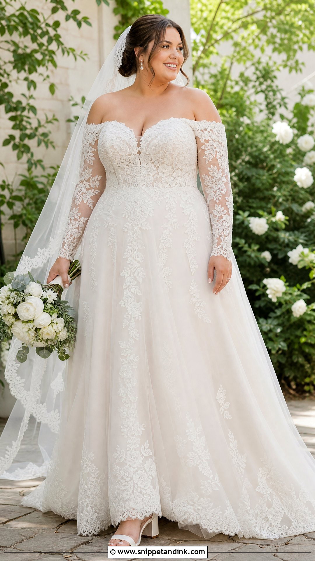 Off Shoulder Lace Wedding Dress - Snippet and Ink - 20 Prettiest Wedding Dress Ideas