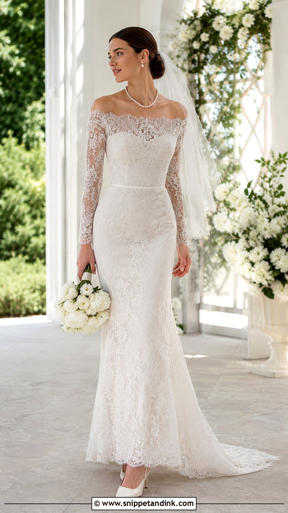 Off Shoulder Lace Wedding Dress - Snippet and Ink - 20 Vintage Long Sleeve Lace Wedding Dress Ideas