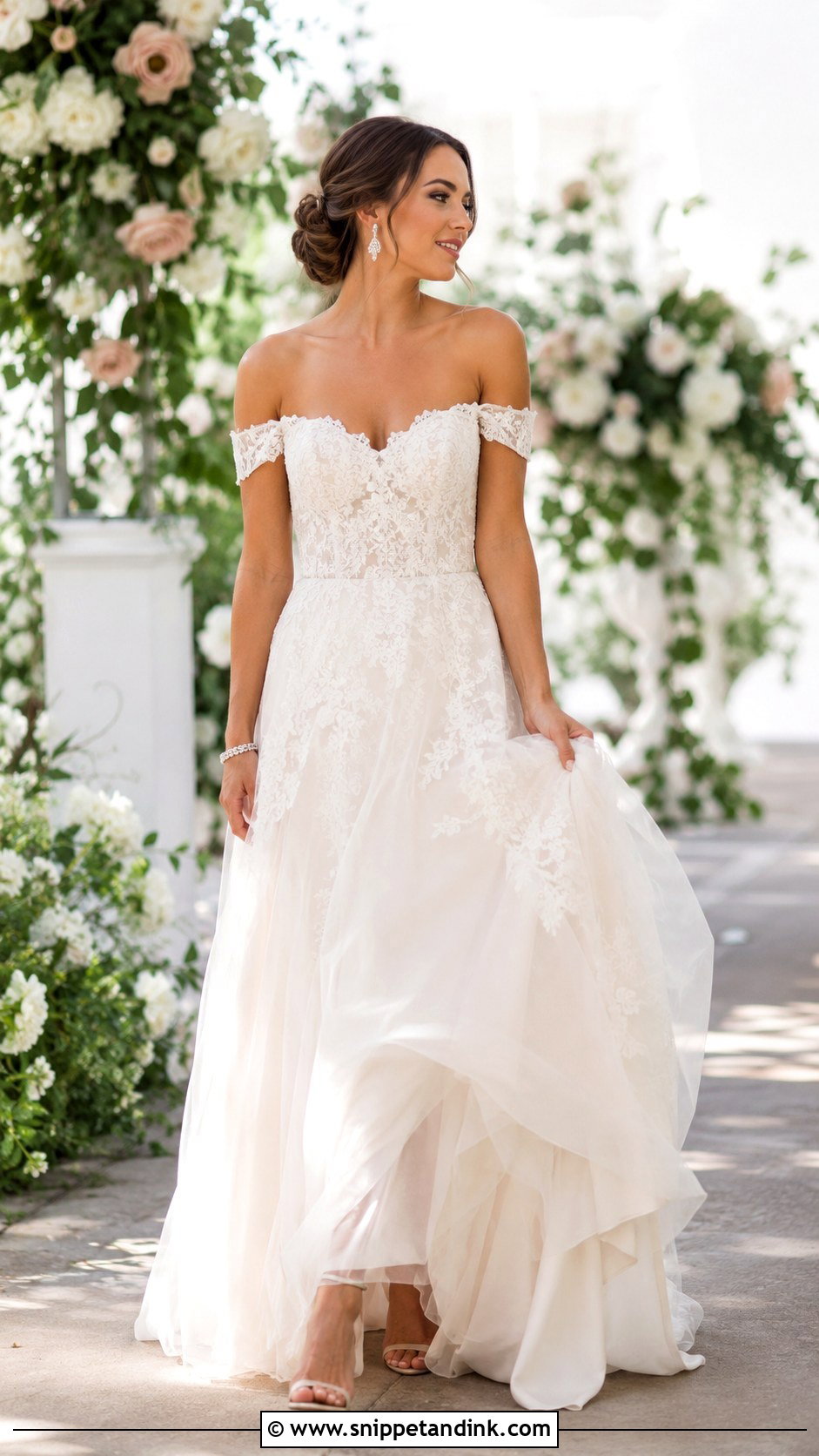 Off Shoulder Lace Wedding Dress - Snippet and Ink - 25 Bridal Lace Ideas