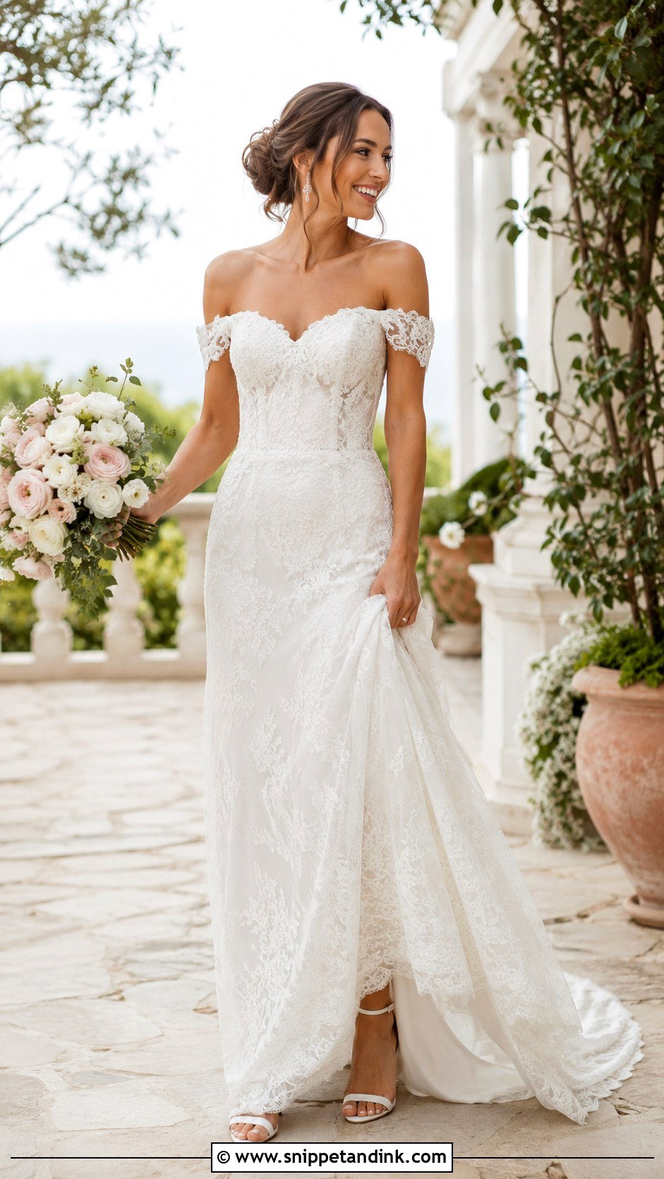 Off Shoulder Lace Wedding Dress - Snippet and Ink - 25 Elegant Lace Wedding Dress Ideas