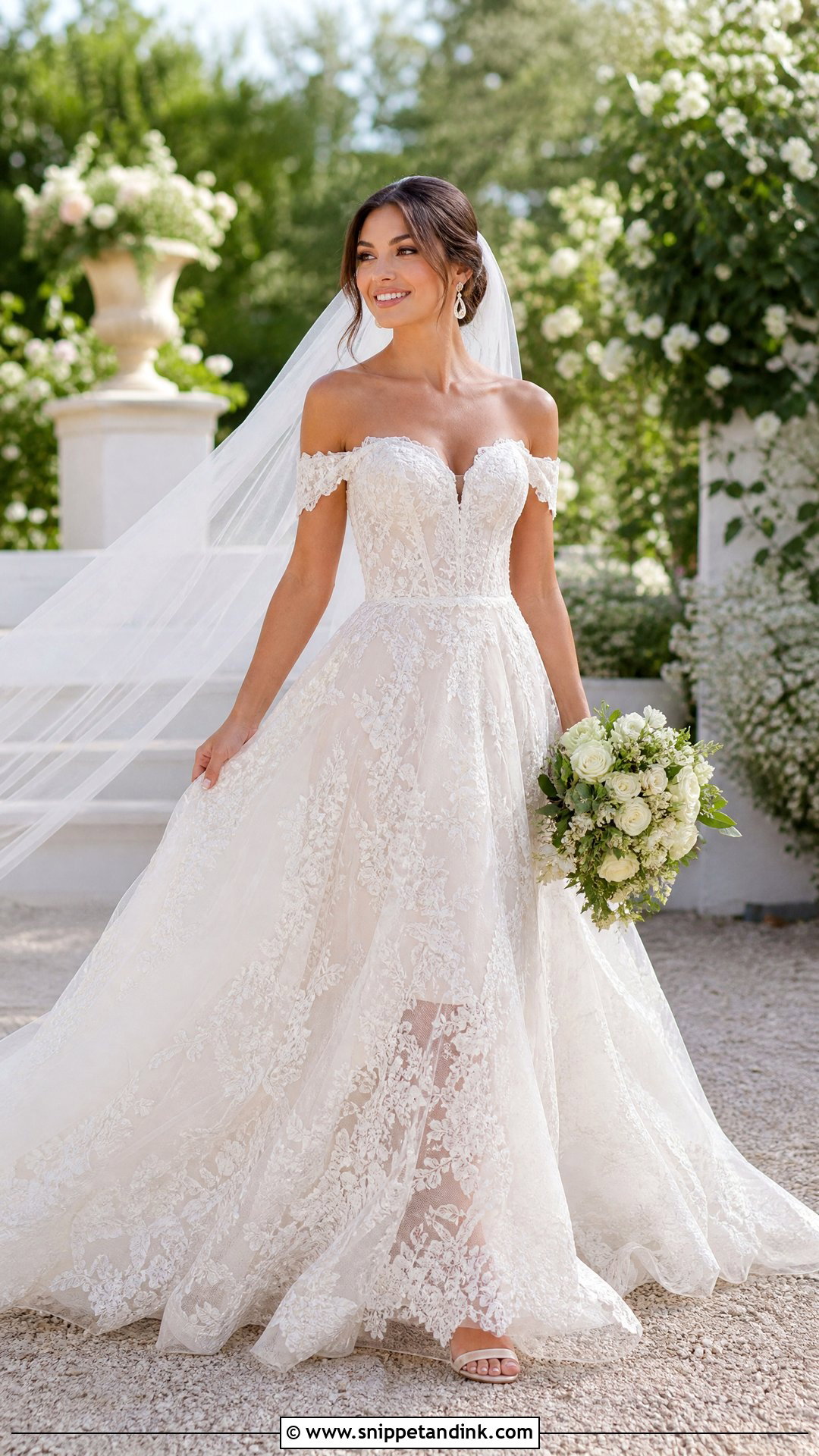 Off Shoulder Lace Wedding Dress - Snippet and Ink - 25 Vintage Timeless Wedding Dress Ideas