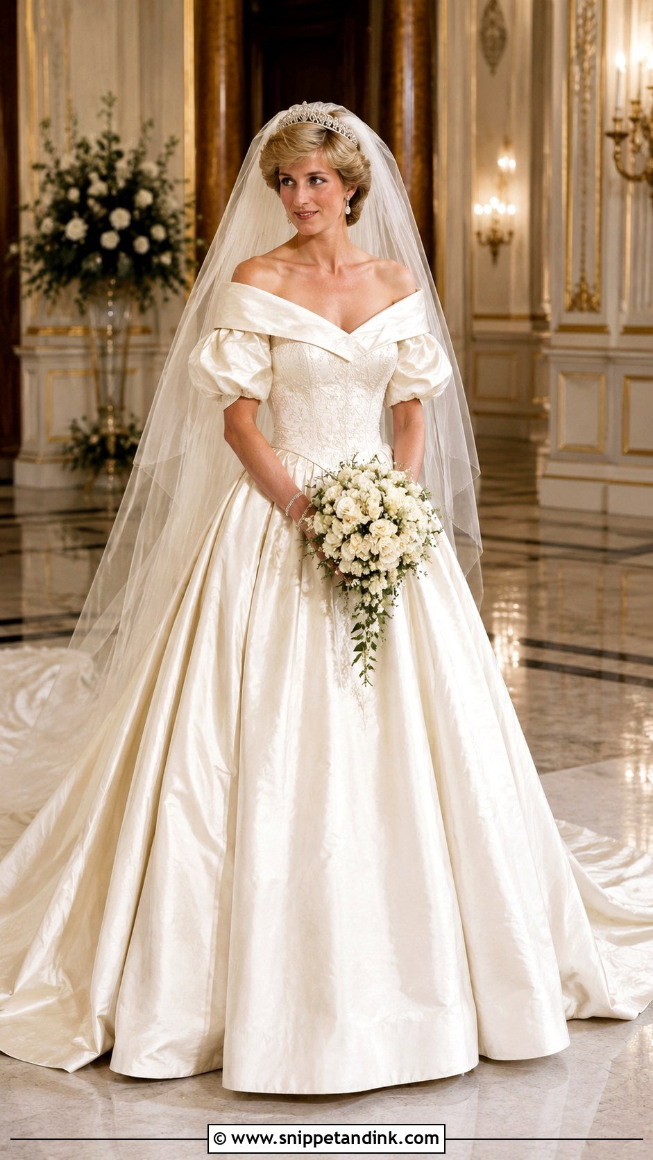 Off Shoulder Lady Diana Wedding Dress - Snippet and Ink - 20 Lady Diana Wedding Dress Ideas