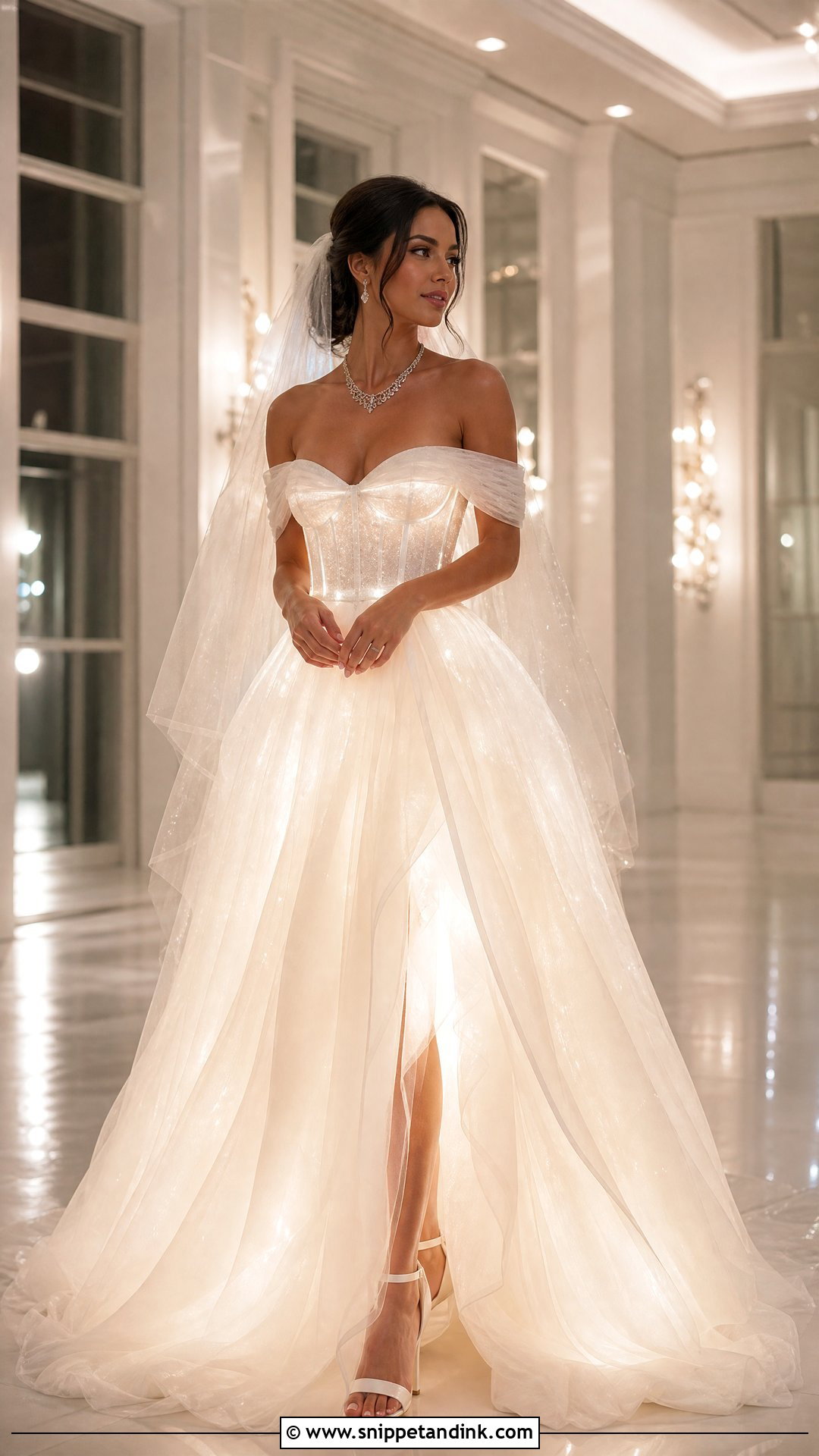 Off Shoulder Light Up Wedding Dress - Snippet and Ink - 20 Light Up Wedding Dress Ideas