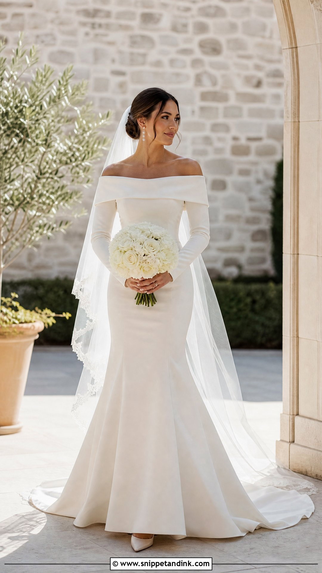 Off Shoulder Long Sleeve Wedding Dress - Snippet and Ink - 20 Bride Dress Long Sleeve Ideas