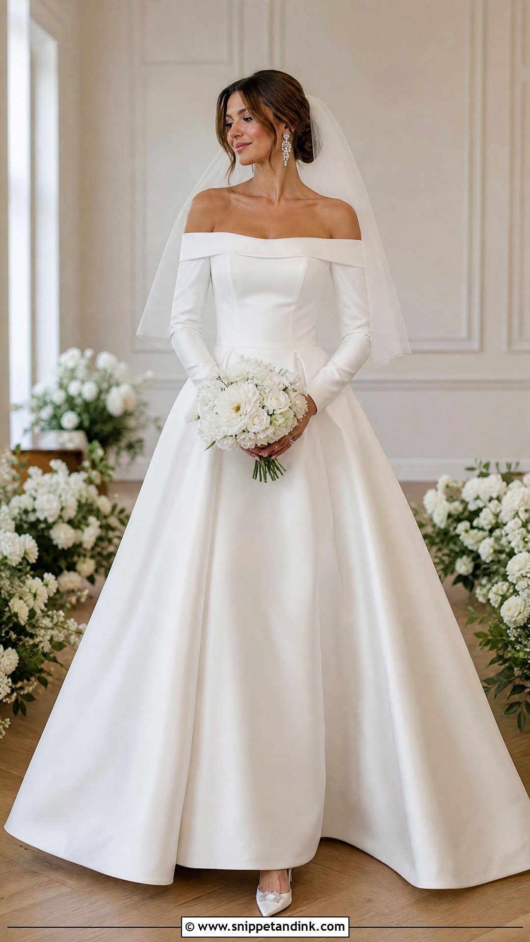 Off Shoulder Long Sleeve Wedding Dress - Snippet and Ink - 20 Timeless Wedding Dress Long Sleeve Ideas