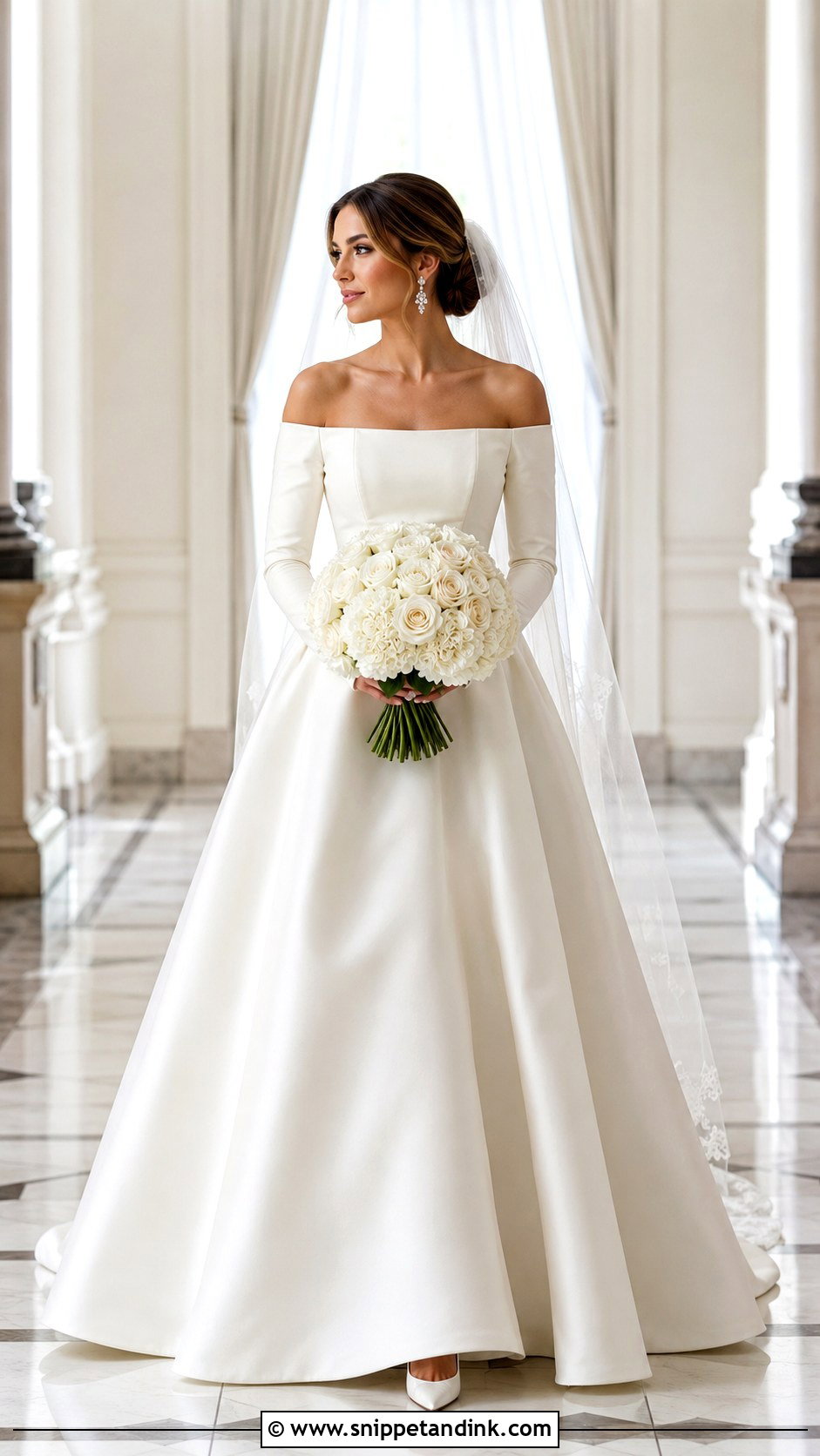Off Shoulder Long Sleeve Wedding Dress - Snippet and Ink - 20 Long Sleeve Wedding Ideas