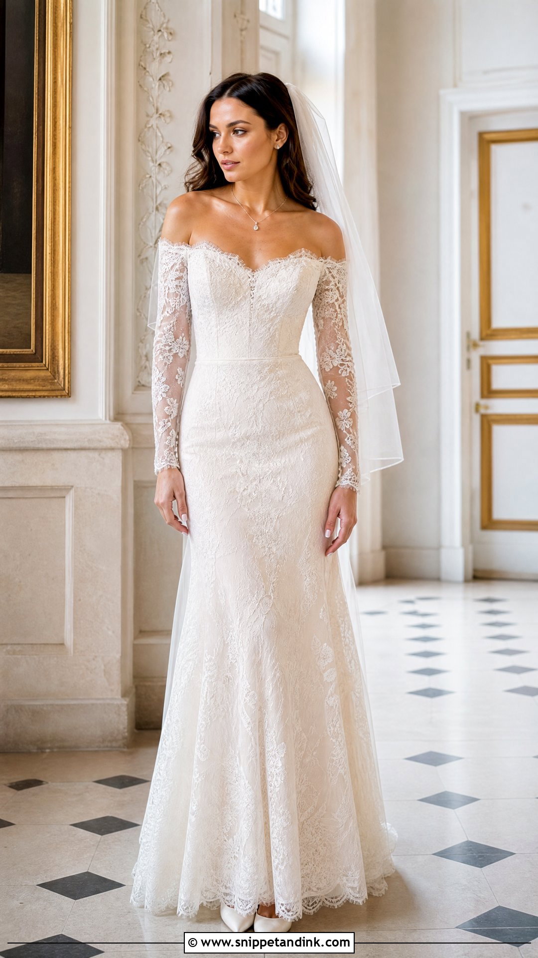 Off Shoulder Long Sleeve Wedding Dress - Snippet and Ink - 20 Off Shoulder Sleeve Wedding Dress Ideas