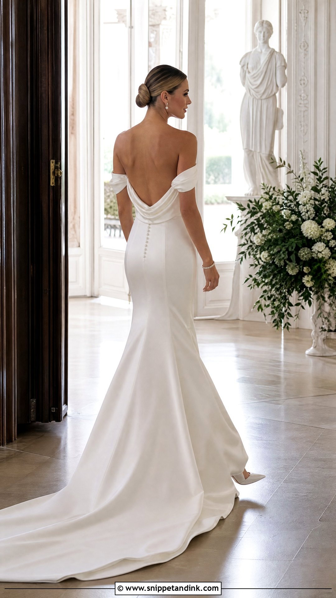 Off Shoulder Low Back Wedding Dress - Snippet and Ink - 25 Low Back Wedding Dresses